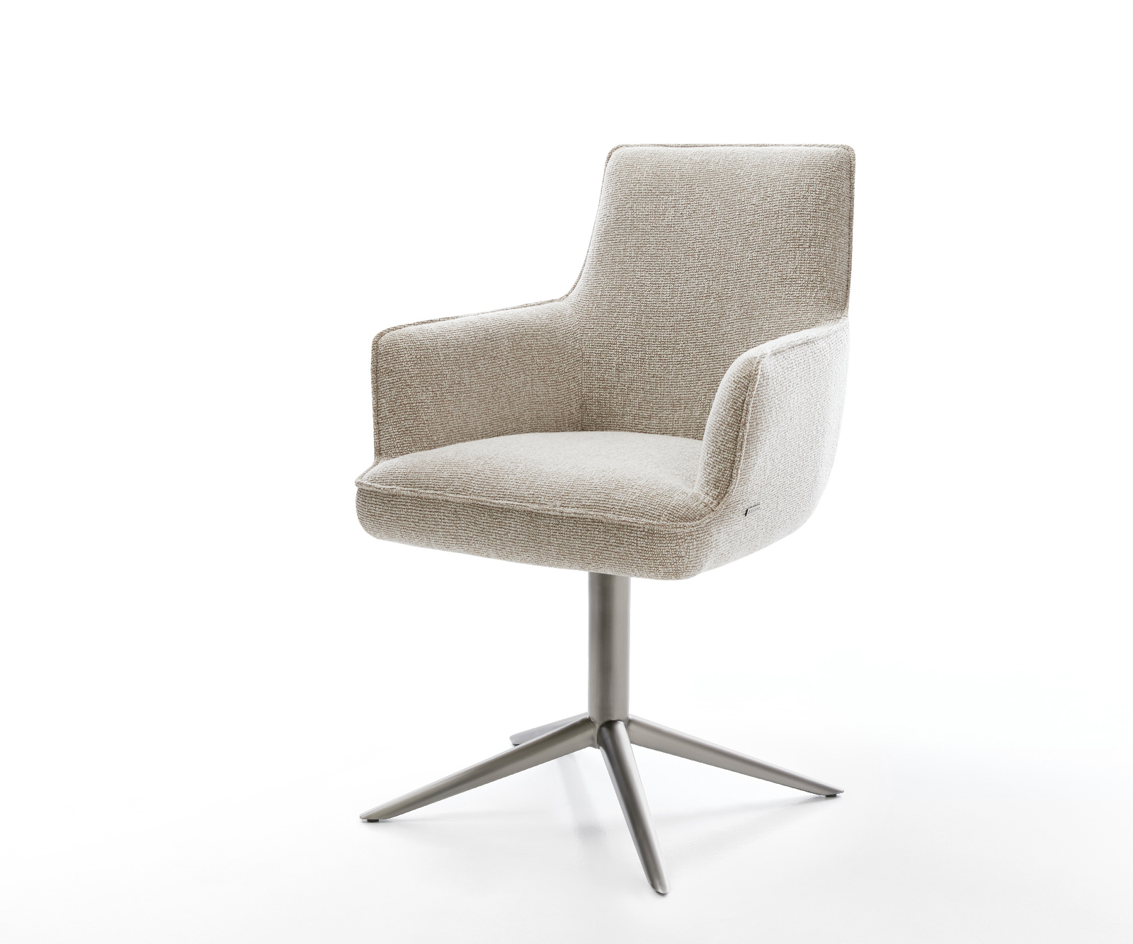 Étkezőszék Heira-Flex karfás szövettel puha bézs kereszt láb grafit 360° forgatható billenő zsákrugós