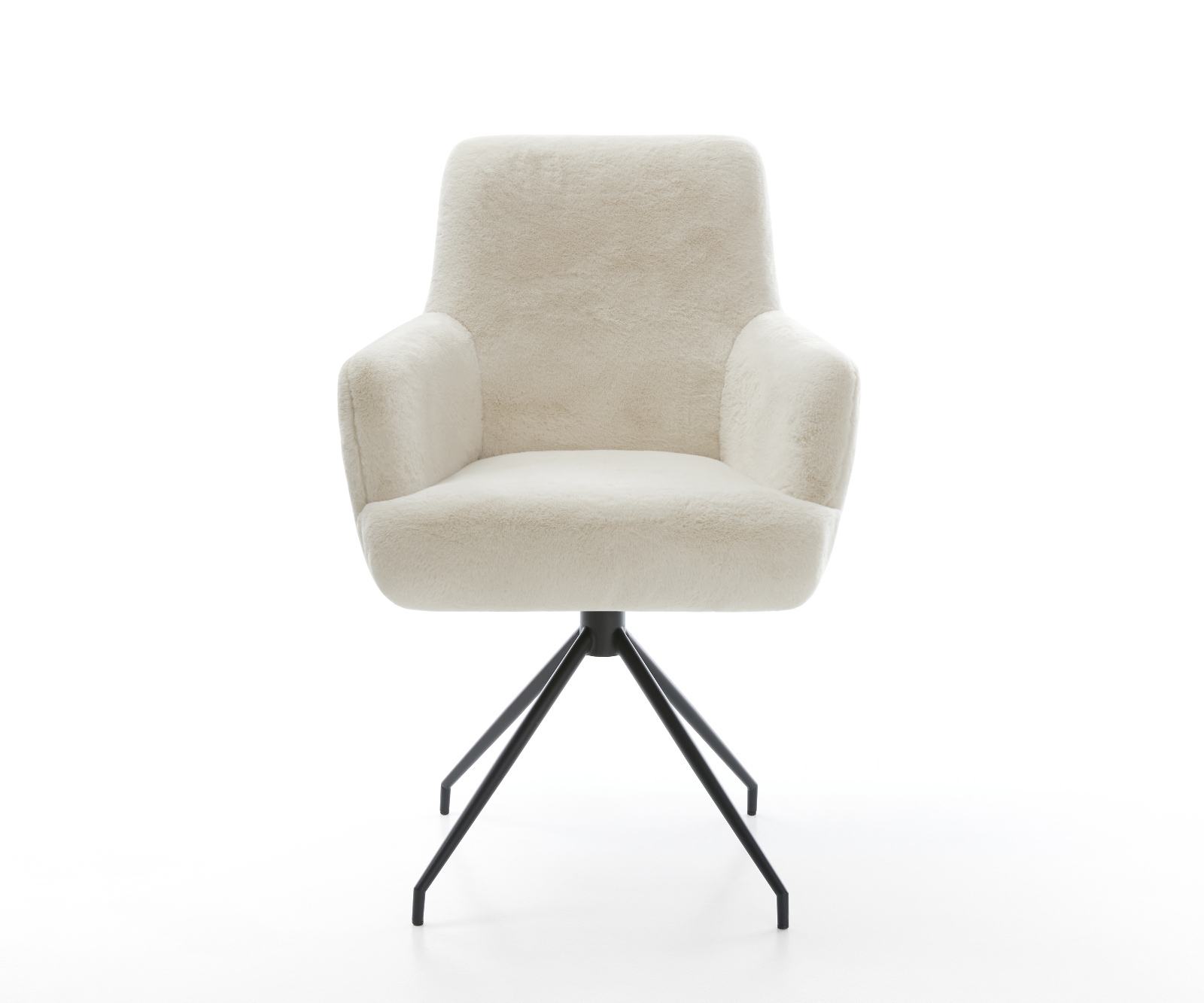 Étkezőszék Heira-Flex karfás plüss krémfehér kereszt láb kúpos fekete zsákrugós - Image 2