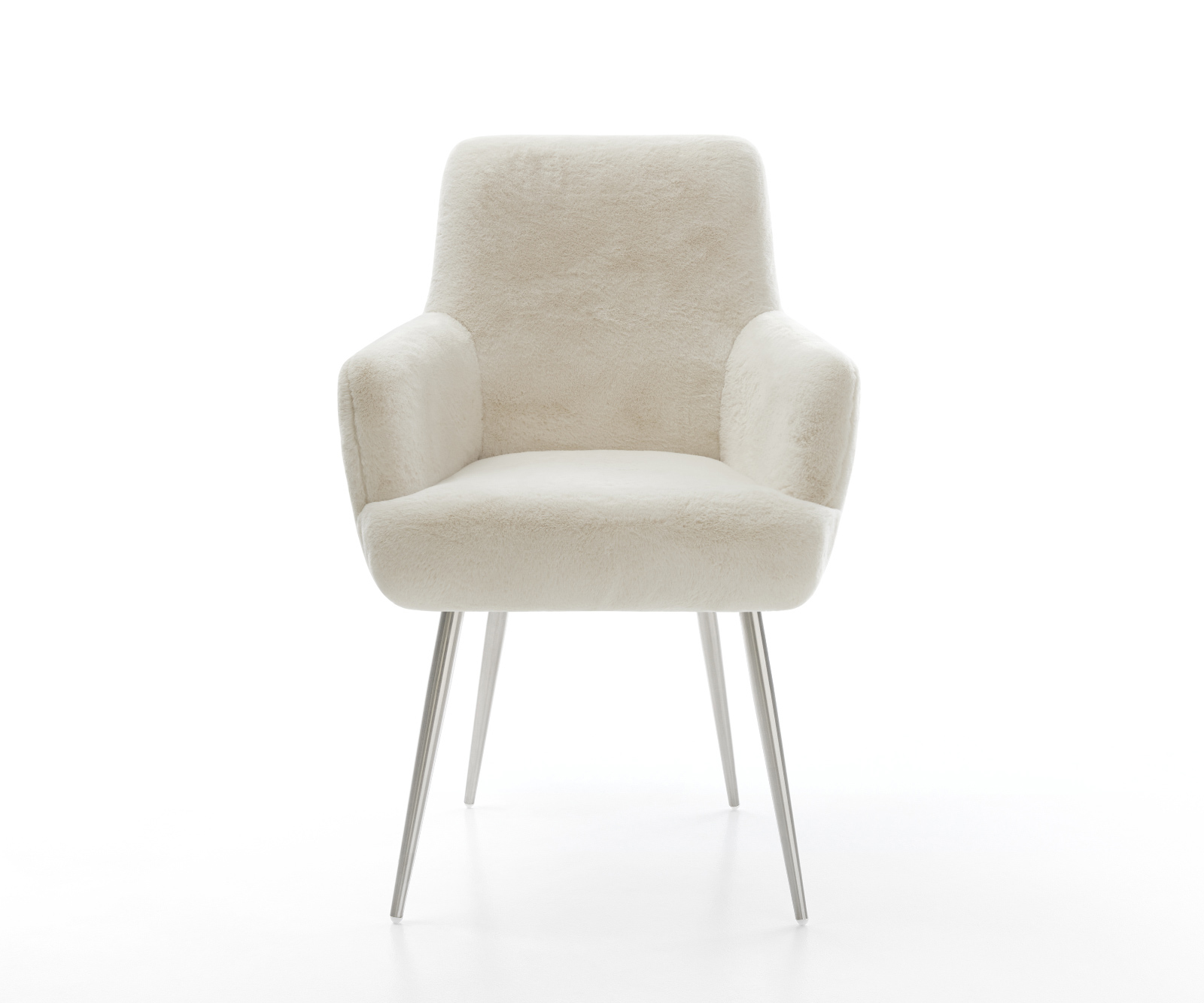 Étkezőszék Heira-Flex karfás plüss krémfehér 4 lábas kúpos rozsdamentes acél zsákrugós - Image 2