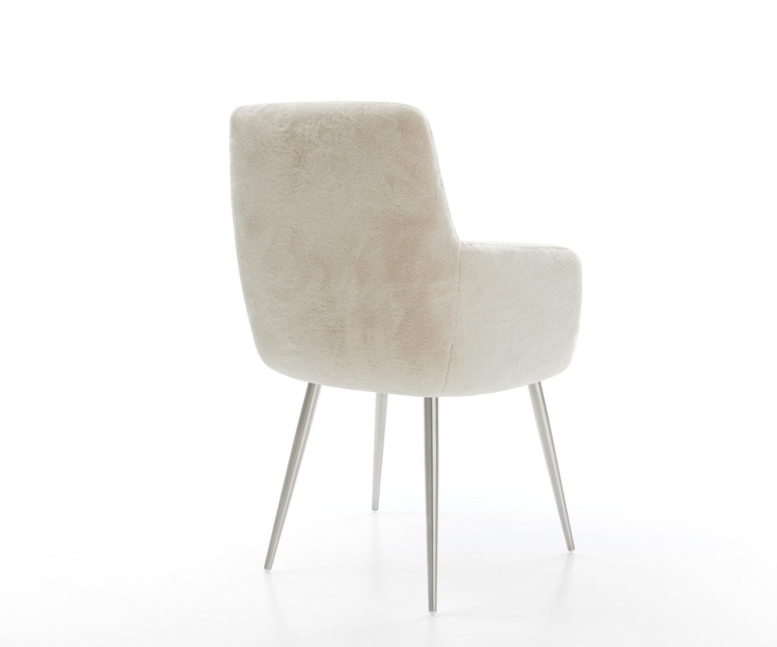 Étkezőszék Heira-Flex karfás plüss krémfehér 4 lábas kúpos rozsdamentes acél zsákrugós - Image 5