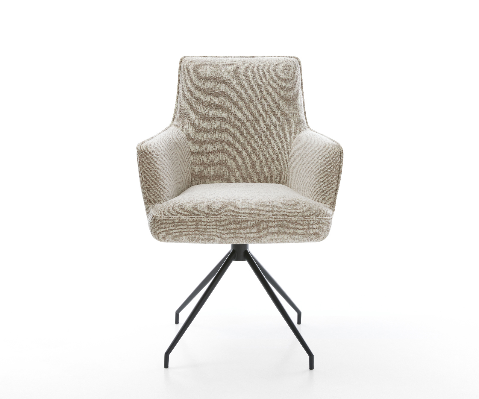 Étkezőszék Heira-Flex kárpitozott karfás szövetszövet puha bézs kereszt láb kúpos fekete zsákrugós - Image 2