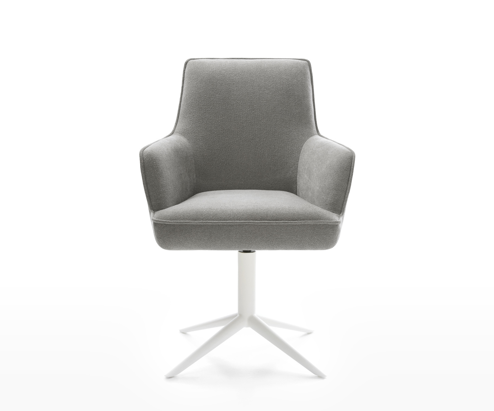 Étkezőszék Heira-Flex kárpitozott karfás strukturált szövet puha szürke fehér kereszt láb 360° forgatható billenő zsákrugó - Image 2