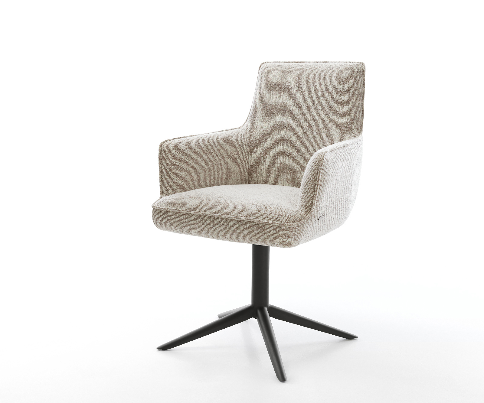 Étkezőszék Heira-Flex karfás szövetszövet puha bézs fekete kereszt láb 360° forgatható billenő zsákrugós