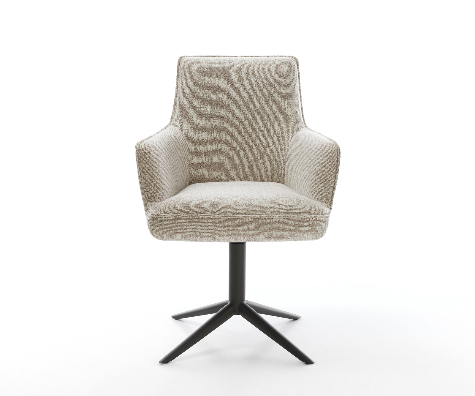 Étkezőszék Heira-Flex karfás szövetszövet puha bézs fekete kereszt láb 360° forgatható billenő zsákrugós - Image 2