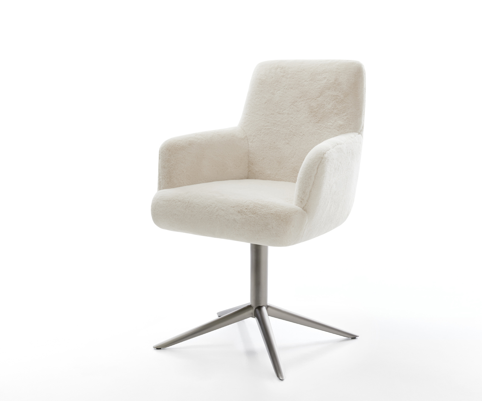 Étkezőszék Heira-Flex karfás plüss krémfehér kereszt láb grafit 360° forgatható billenő zsákrugós