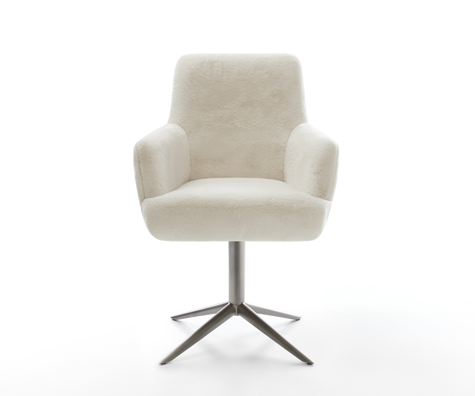 Étkezőszék Heira-Flex karfás plüss krémfehér kereszt láb grafit 360° forgatható billenő zsákrugós - Image 2