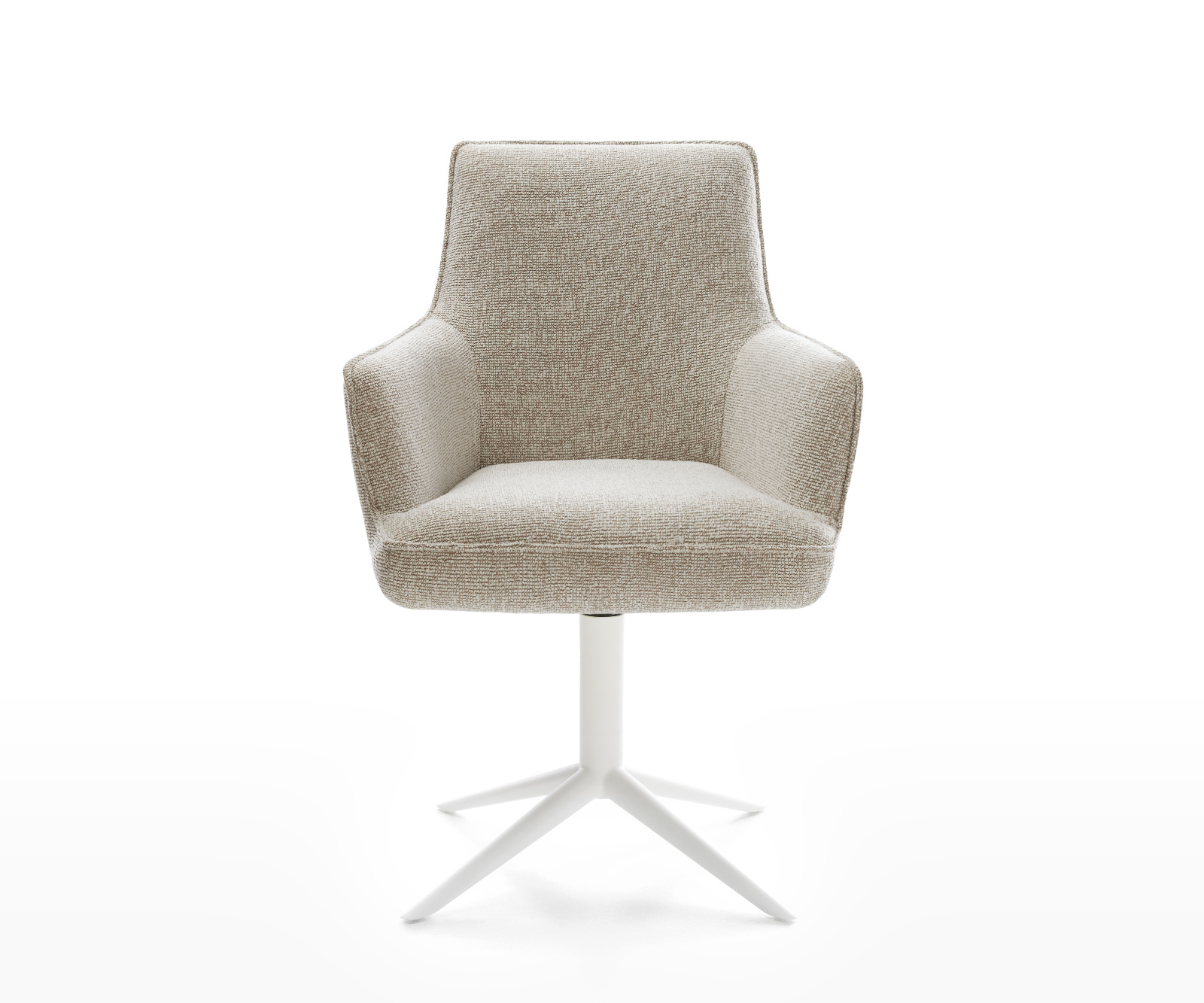 Étkezőszék Heira-Flex karfás szövettel puha bézs fehér kereszt lábas 360° forgatható billenő zsákrugós - Image 2