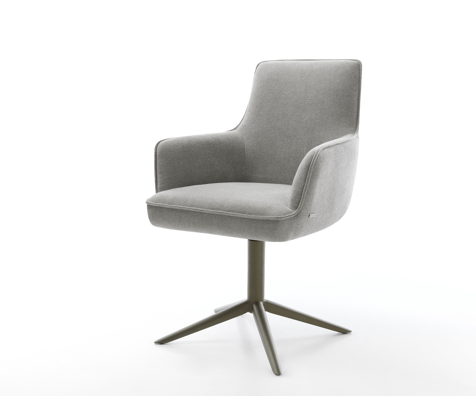 Étkezőszék Heira-Flex karfás strukturált szövet puha szürke kereszt láb titán színű hatvan fokban forgatható billenő zsákrugós