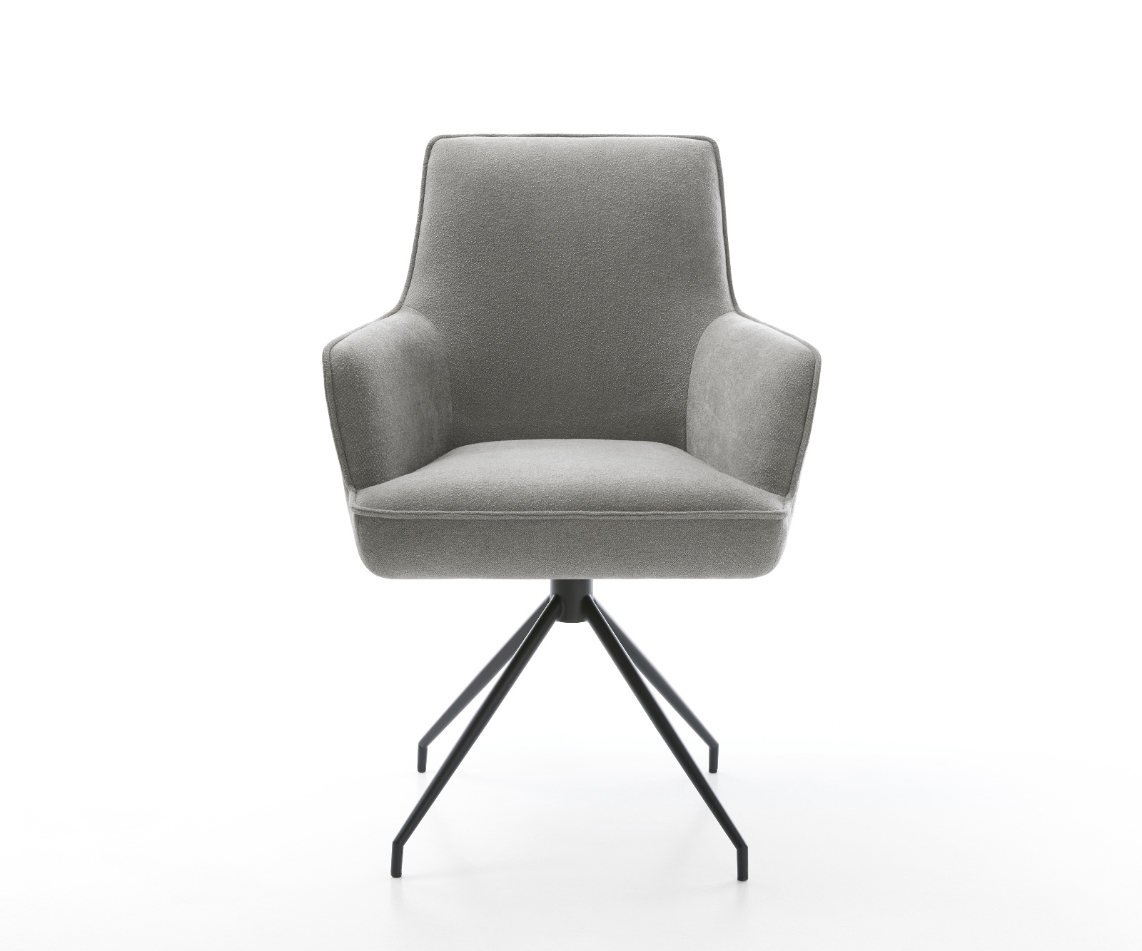 Étkezőszék Heira-Flex kárpitozott karfás strukturált szövet puha szürke kereszt láb kúpos fekete zsákrugós - Image 2