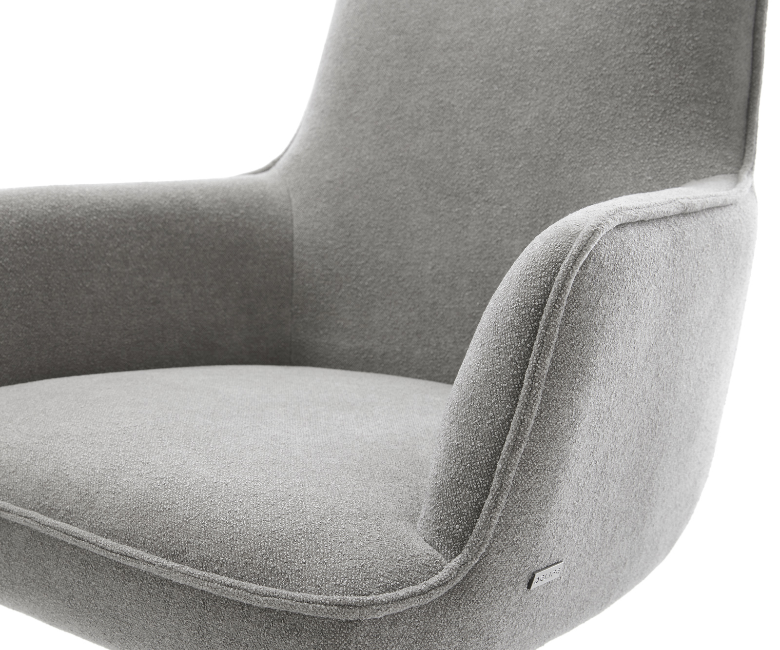 Étkezőszék Heira-Flex kárpitozott karfás strukturált szövet puha szürke kereszt láb kúpos fekete zsákrugós - Image 4