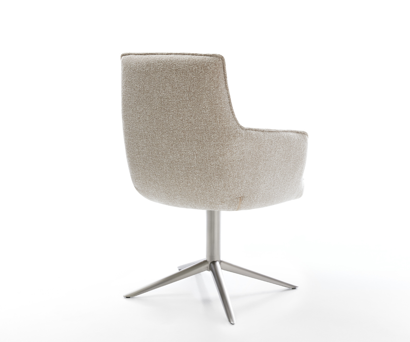 Étkezőszék Heira-Flex karfás szövetszövet puha bézs rozsdamentes acél kereszt láb 360° forgatható billenő zsákrugós matrac - Image 5