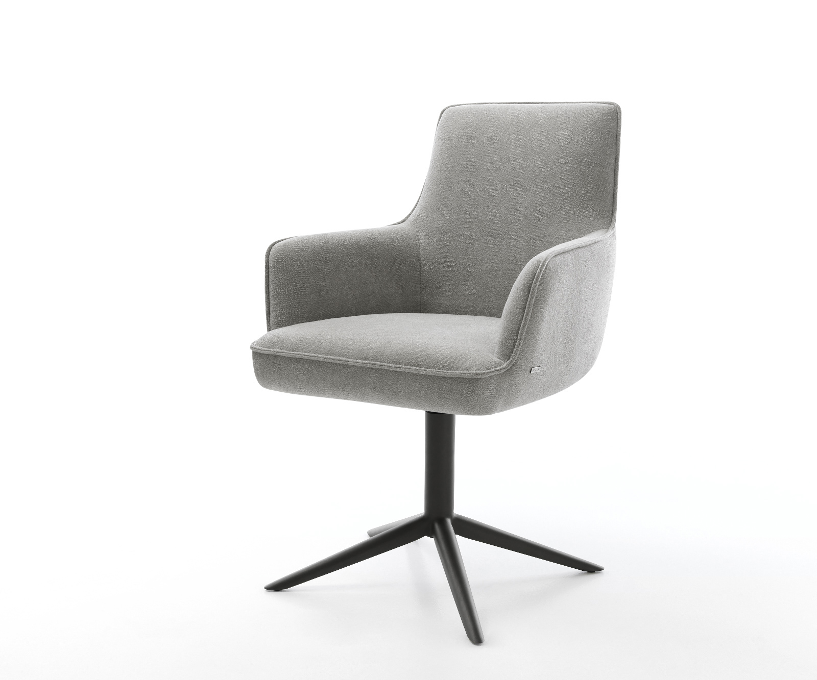 Étkezőszék Heira-Flex karfás strukturált szövet puha szürke fekete kereszt láb 360° forgatható billenő zsákrugós