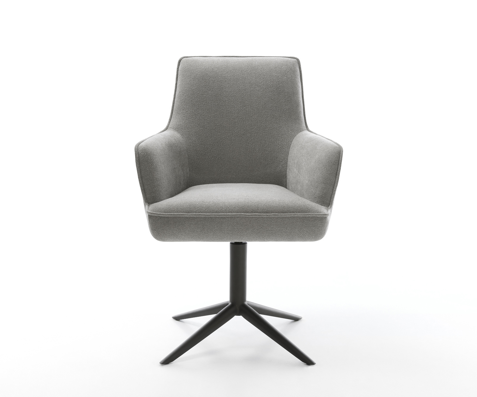 Étkezőszék Heira-Flex karfás strukturált szövet puha szürke fekete kereszt láb 360° forgatható billenő zsákrugós - Image 2