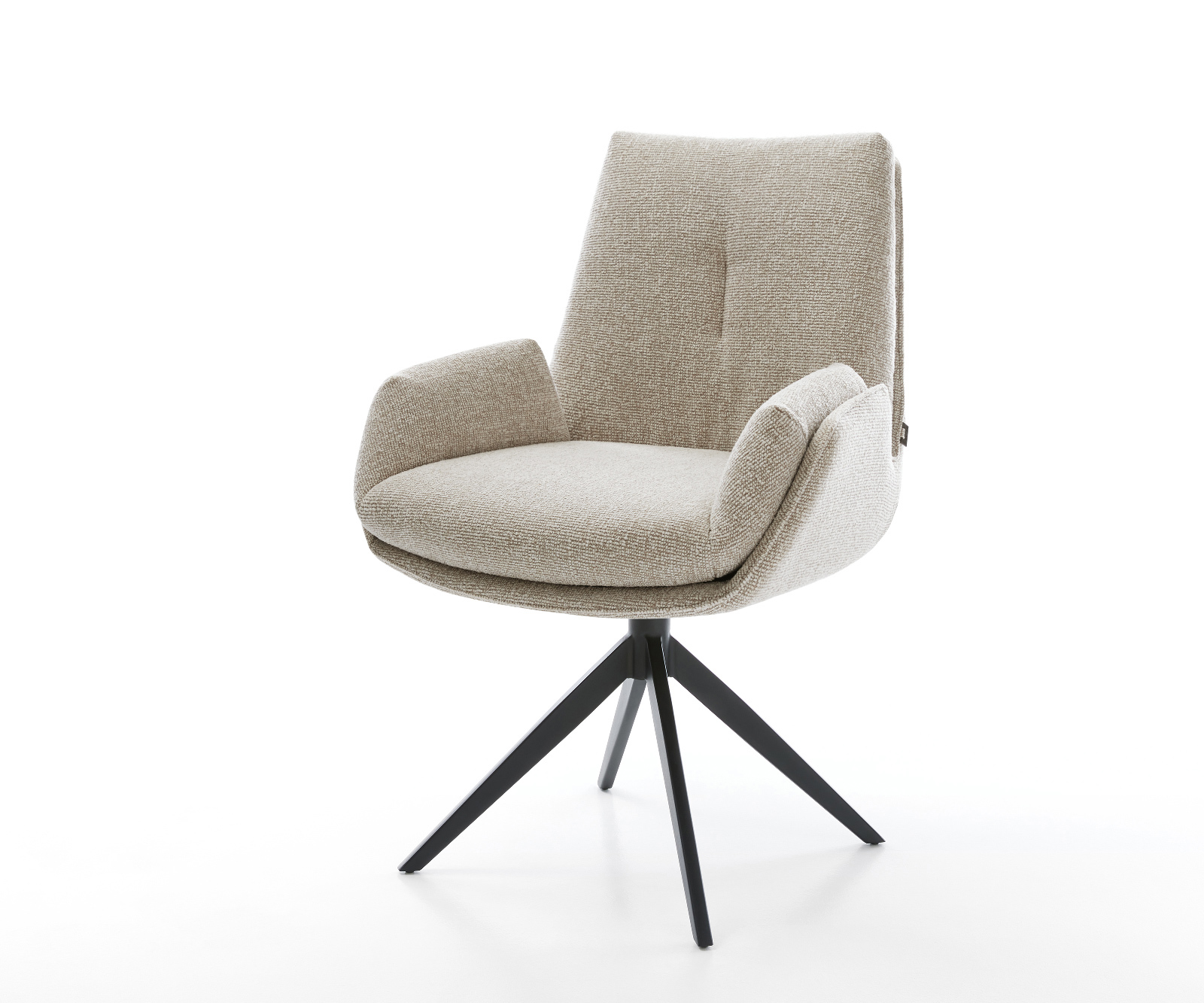 Étkezőszék Clea-Flex szövött szövet puha bézs kereszt láb széles fekete 360° forgatható billenő funkció