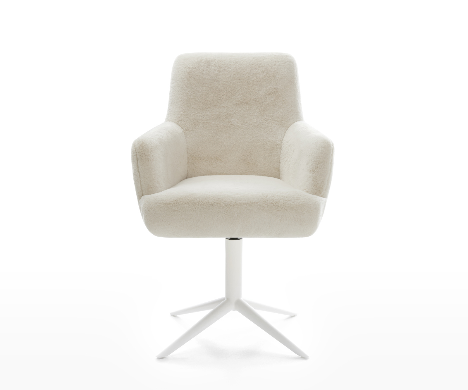 Étkezőszék Heira-Flex karfás plüss krémfehér kereszt láb fehér 360° forgatható billenő zsákrugós - Image 2