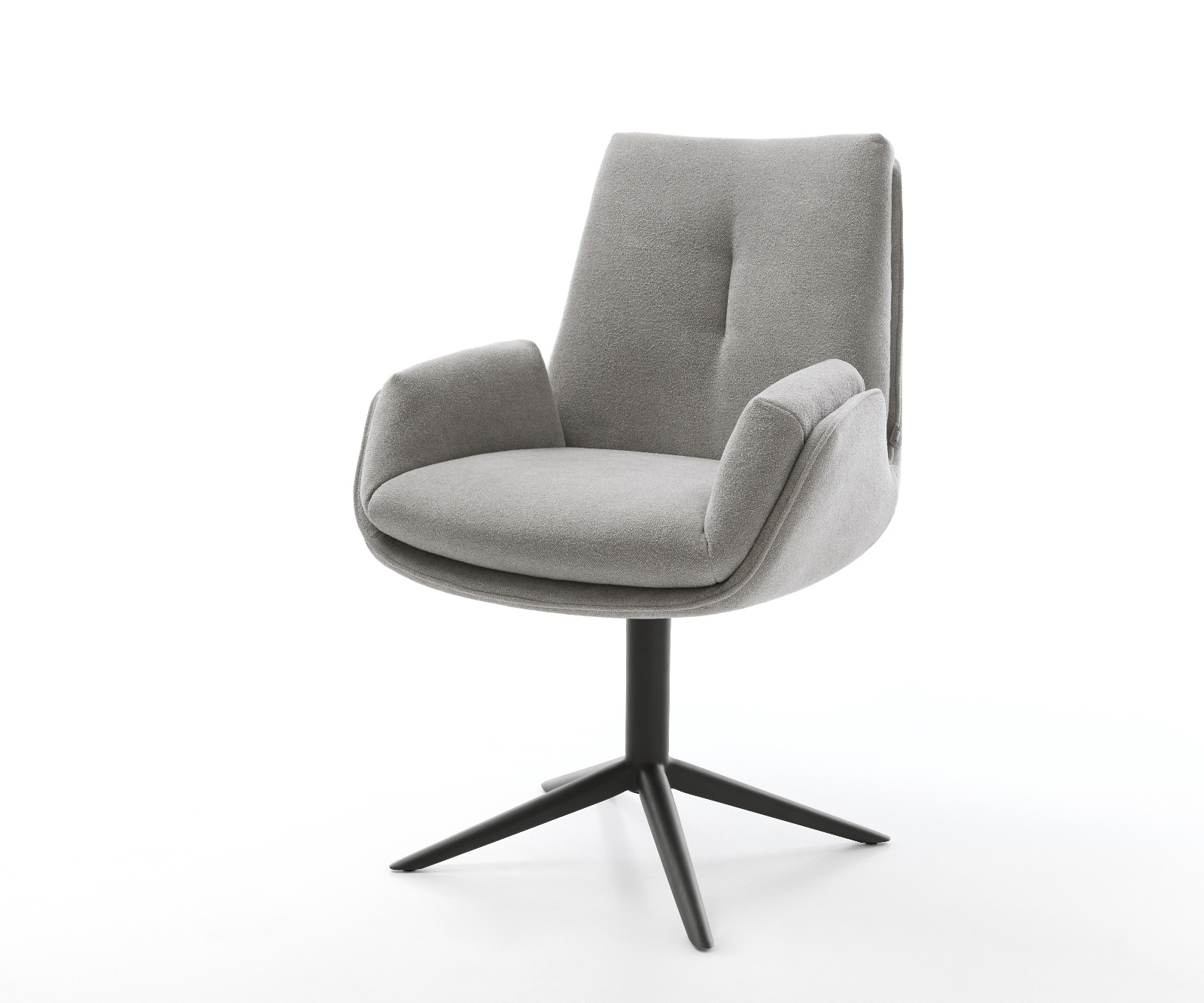 Étkezőszék Clea-Flex strukturált szövet puha szürke fekete kereszt láb 360°-ban forgatható billenő funkció