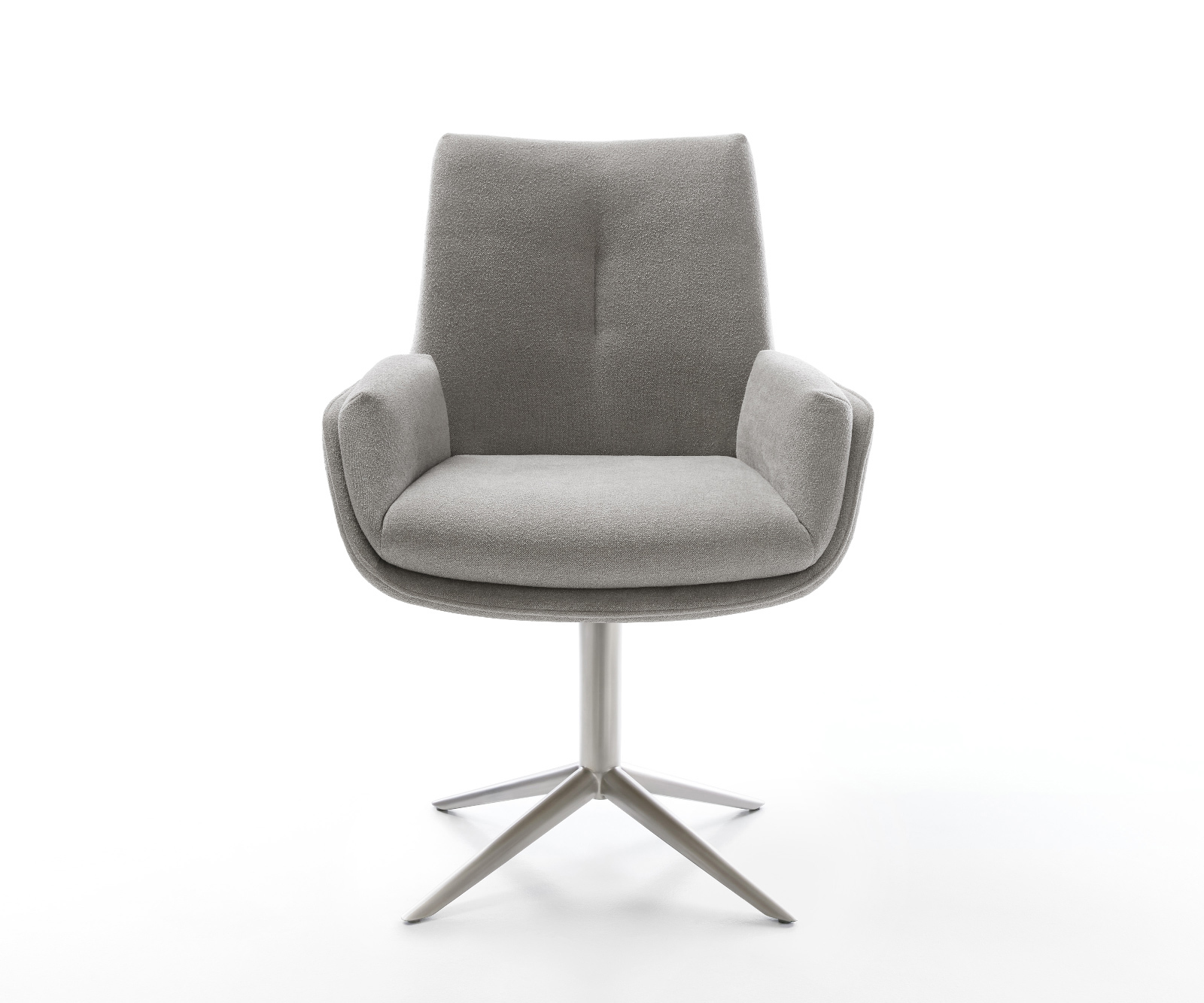 Étkezőszék Clea-Flex strukturált szövet puha szürke rozsdamentes acél kereszt láb 360° forgatható billenő funkció - Image 2