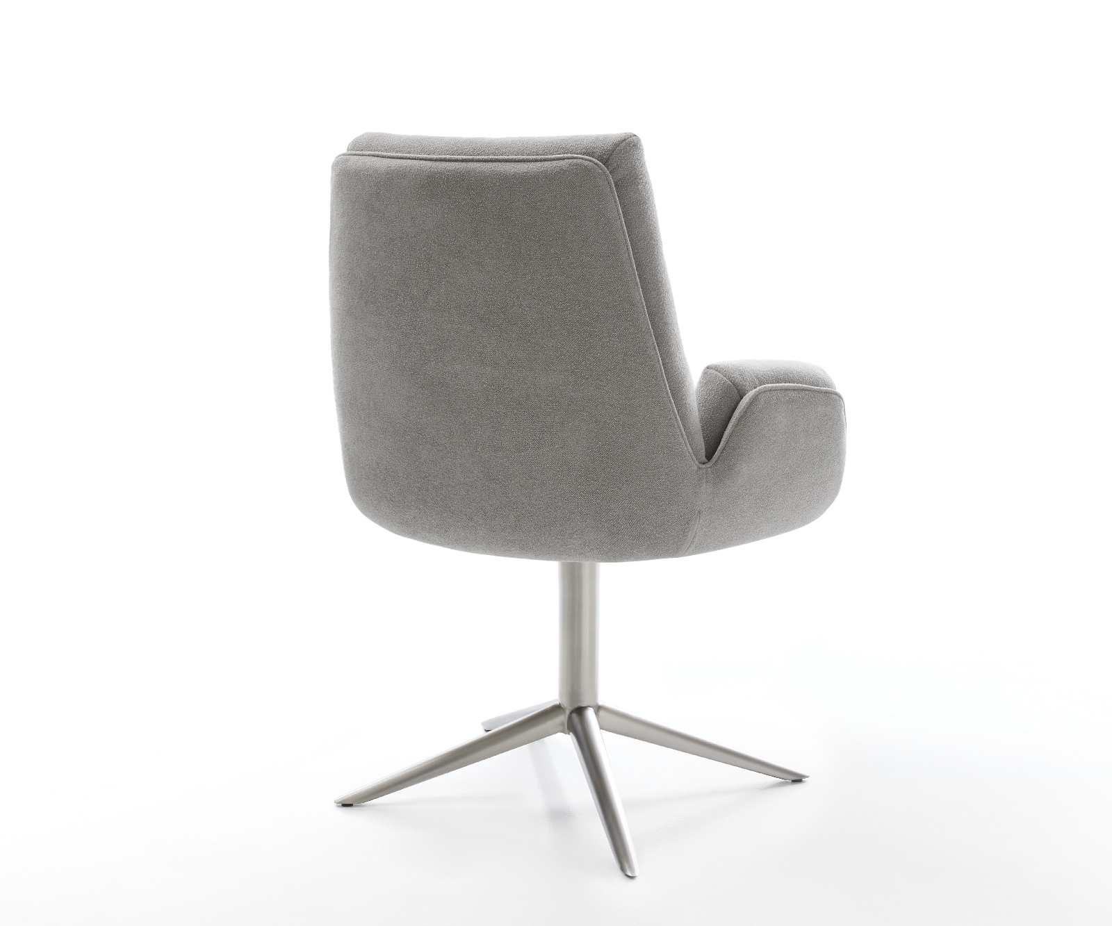 Étkezőszék Clea-Flex strukturált szövet puha szürke rozsdamentes acél kereszt láb 360° forgatható billenő funkció - Image 5