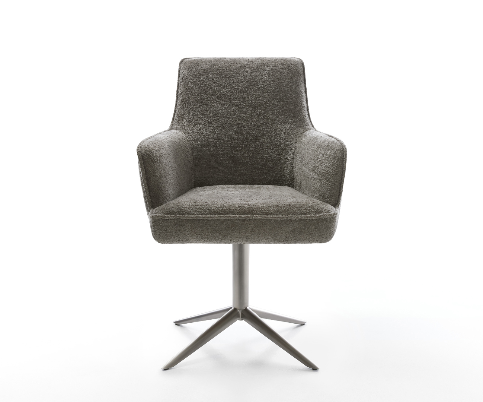 Étkezőszék Heira-Flex karfás bouclé puha sötét bézs kereszt láb grafit 360° forgatható billenő zsákrugós - Image 2