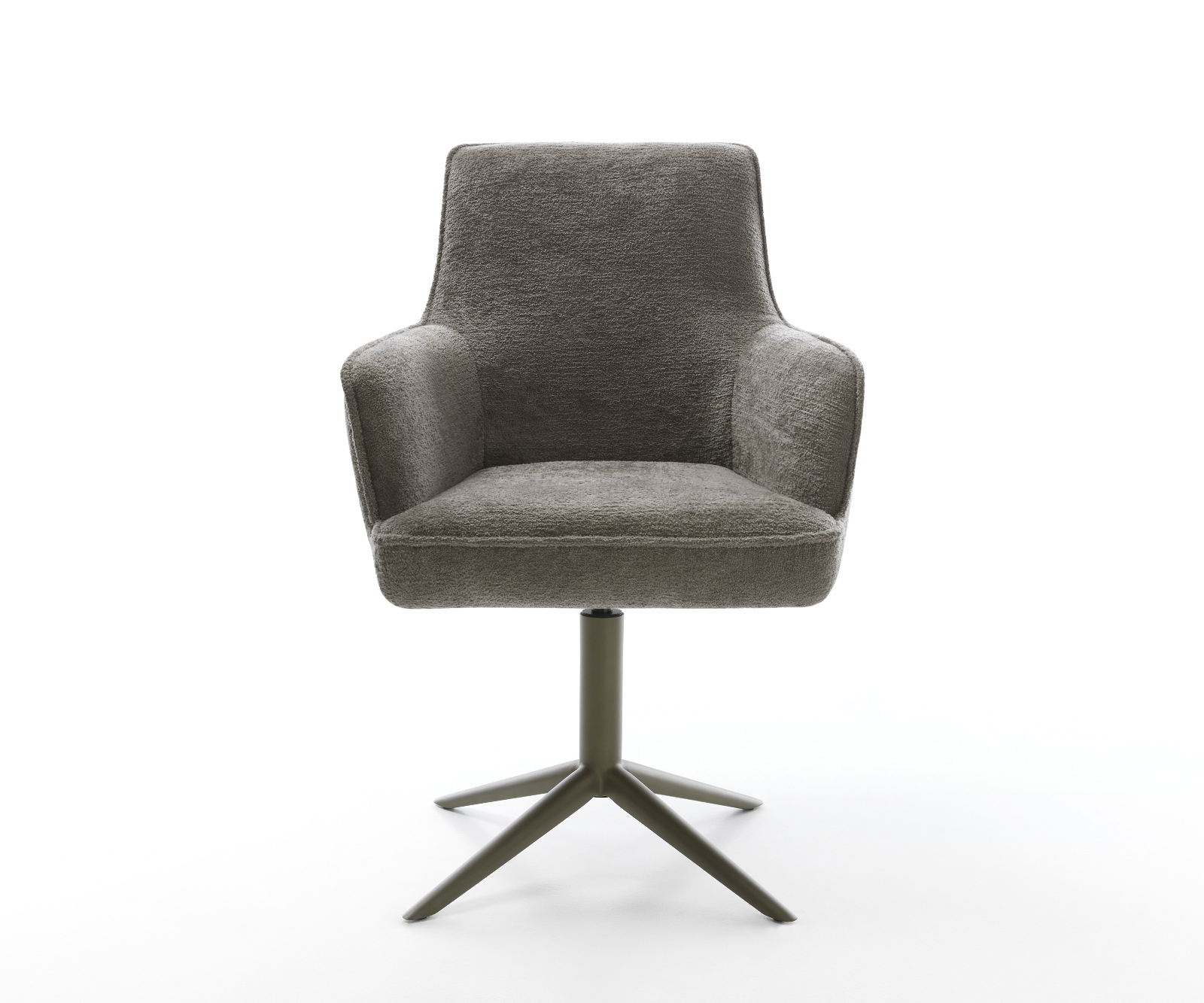 Étkezőszék Heira-Flex karfás bouclé puha sötét bézs kereszt láb titán színű 360° forgatható billenő zsákrugós - Image 2