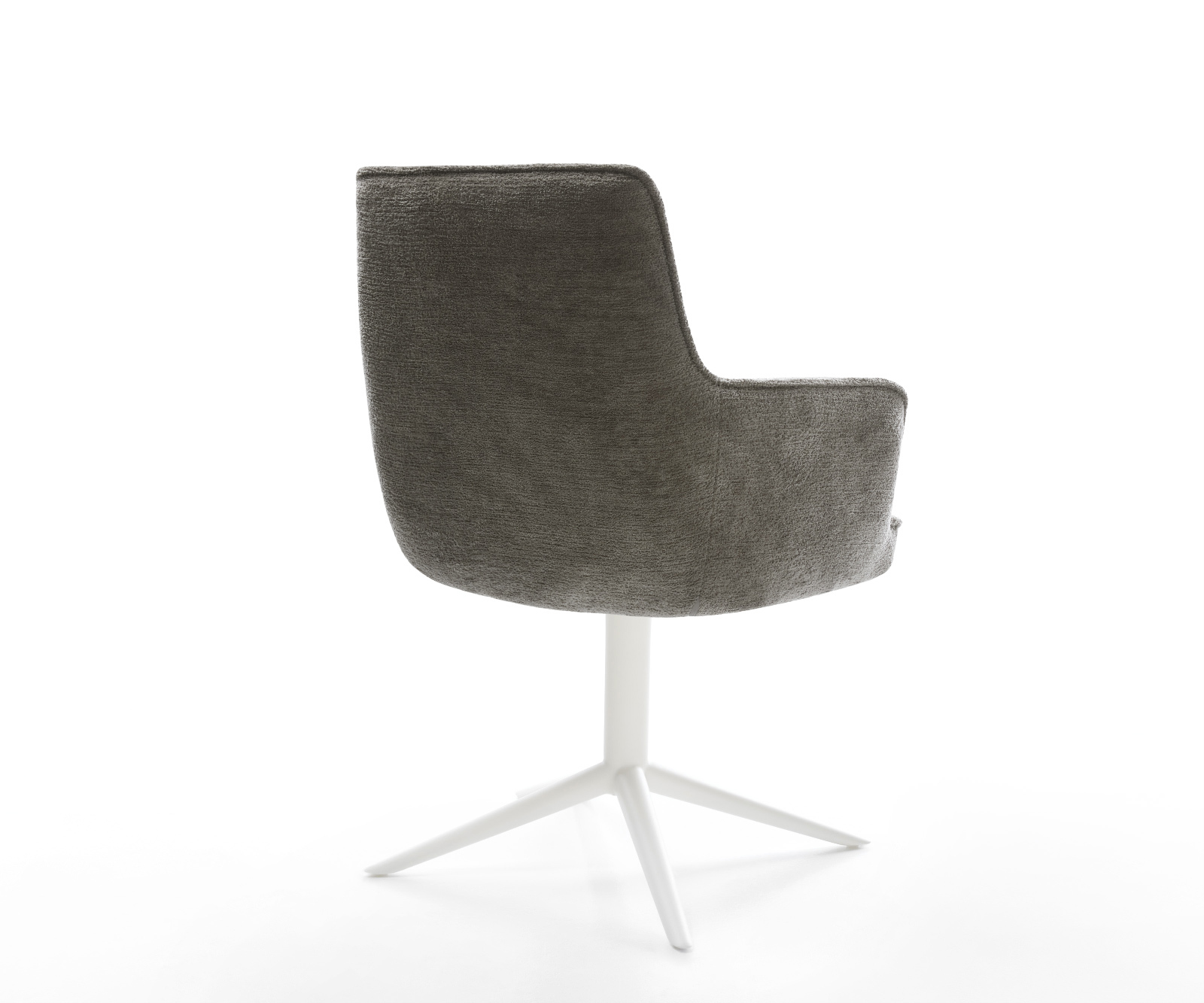 Étkezőszék Heira-Flex karfás bouclé puha sötét bézs fehér kereszt láb 360° forgatható billenő zsákrugós - Image 5