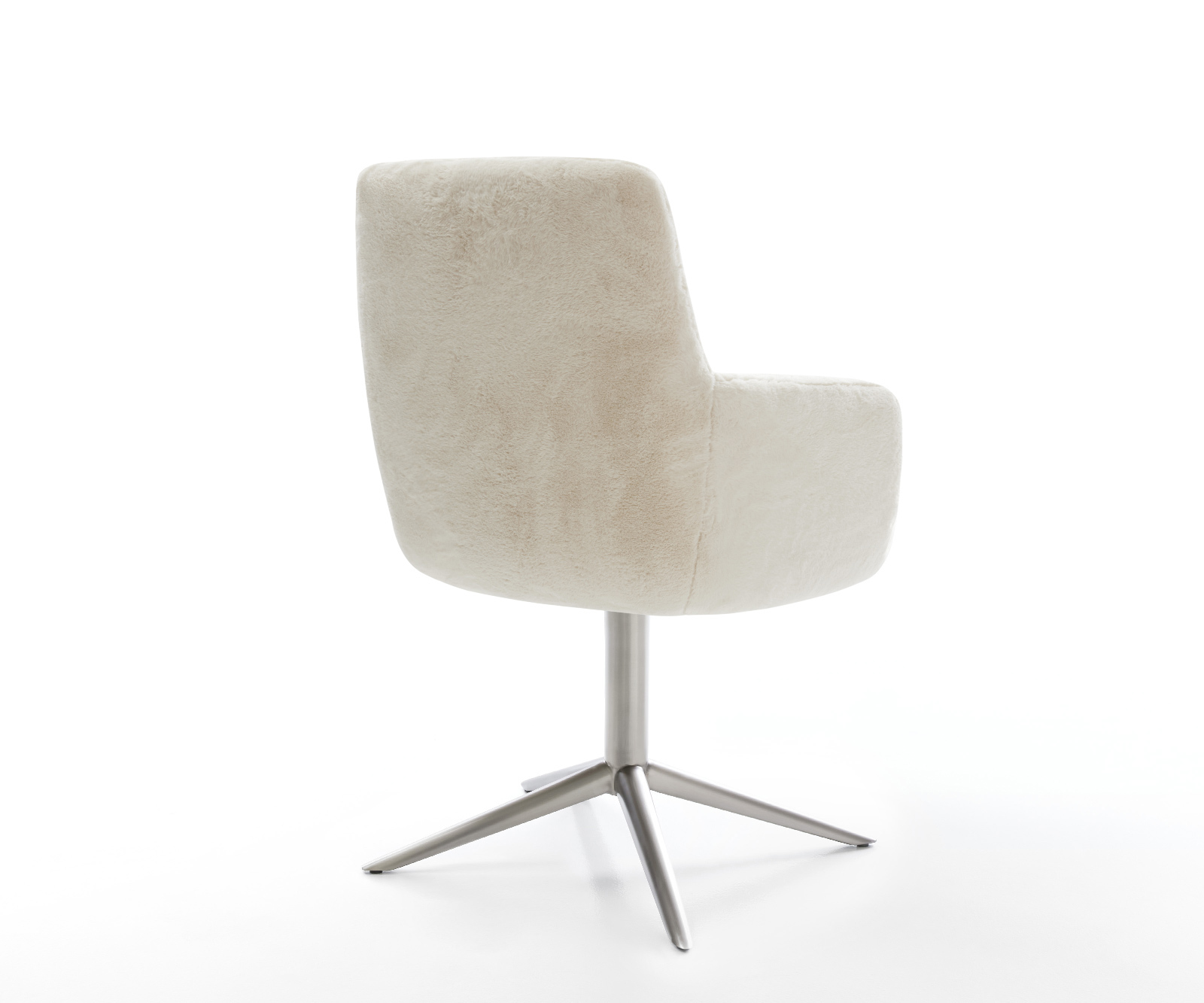 Étkezőszék Heira-Flex karfás plüss krémfehér kereszt láb rozsdamentes acél 360° forgatható billenő zsákrugós - Image 5