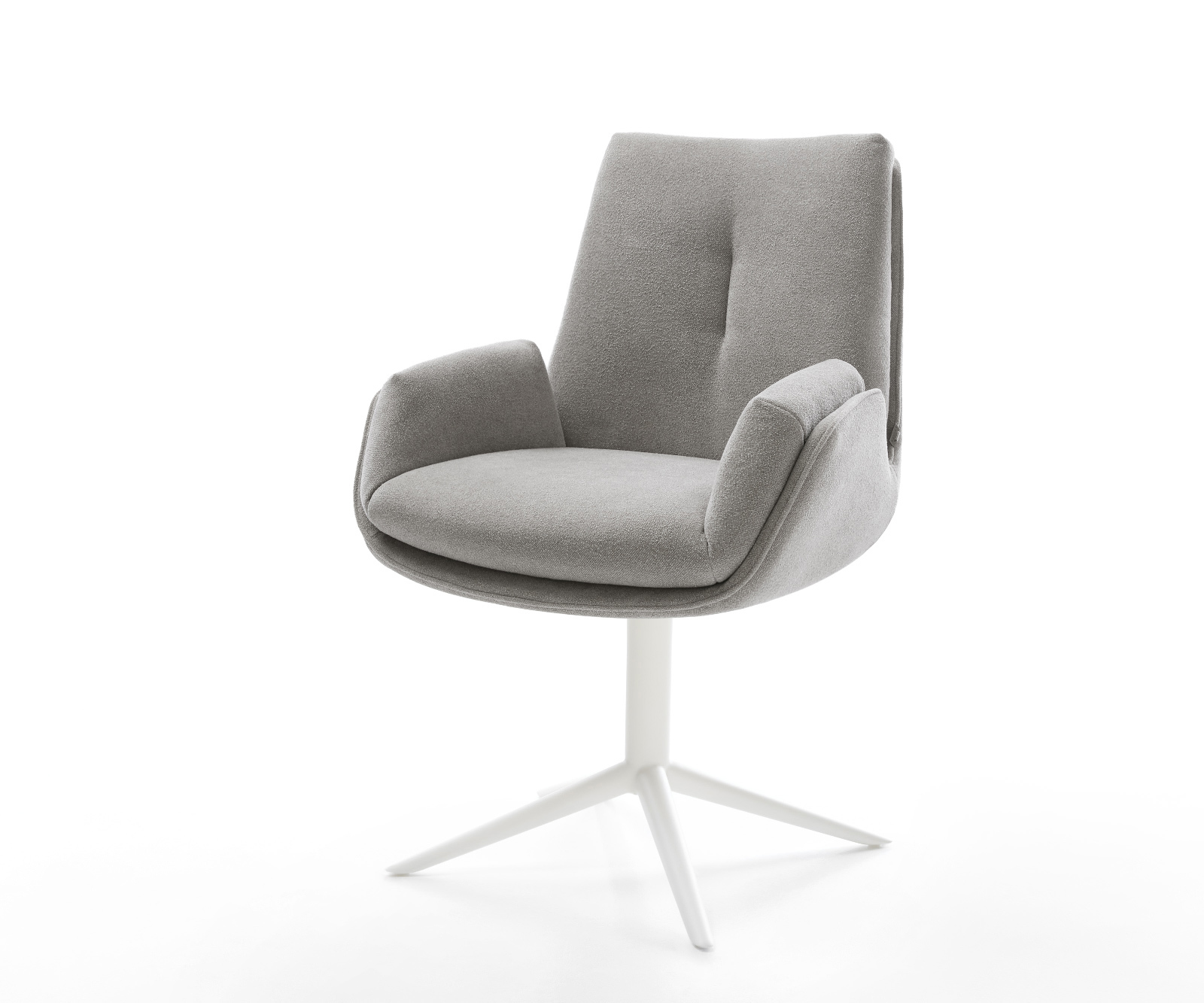 Étkezőszék Clea-Flex strukturált szövet puha szürke fehér kereszt láb 360° forgatható billenő funkció