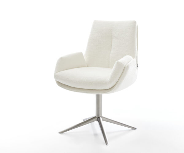 Étkezőszék Clea-Flex bouclé puha bézs rozsdamentes acél kereszt láb 360° forgatható billenő funkció