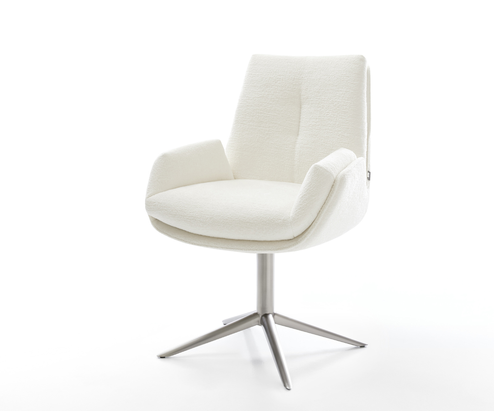 Étkezőszék Clea-Flex bouclé puha bézs rozsdamentes acél kereszt láb 360° forgatható billenő funkció