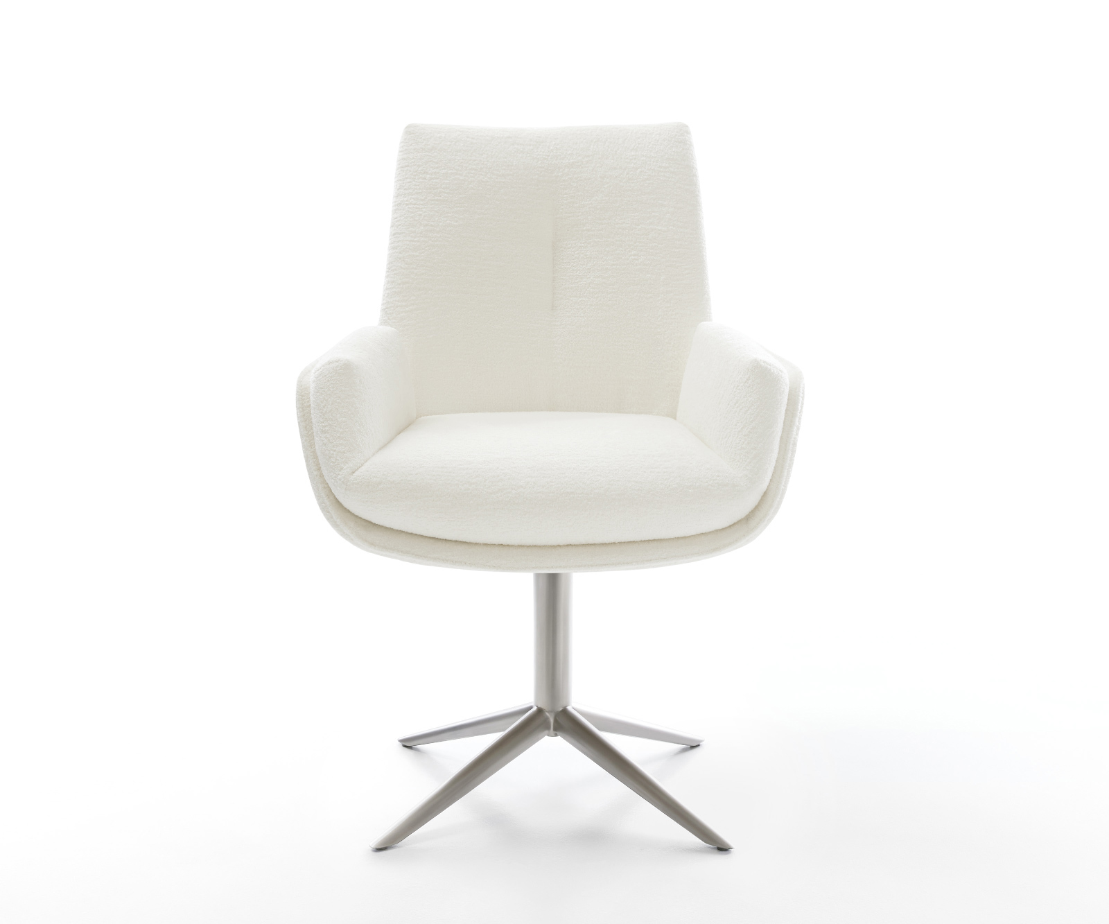 Étkezőszék Clea-Flex bouclé puha bézs rozsdamentes acél kereszt láb 360° forgatható billenő funkció - Image 2