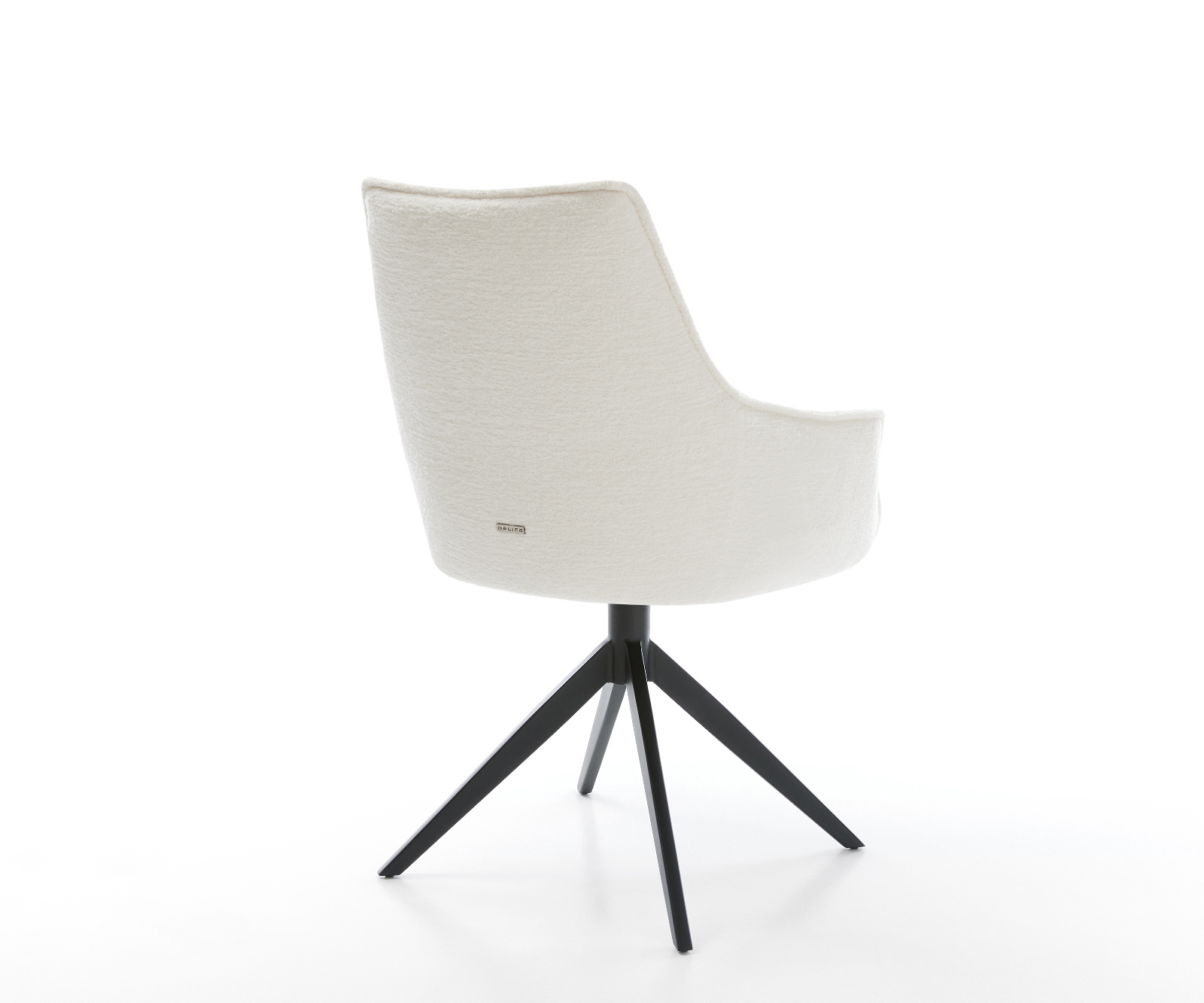 Étkezőszék Alja-Flex karfás bouclé puha bézs kereszt láb széles fekete 360° forgatható billenő zsákrugós matrac - Image 5