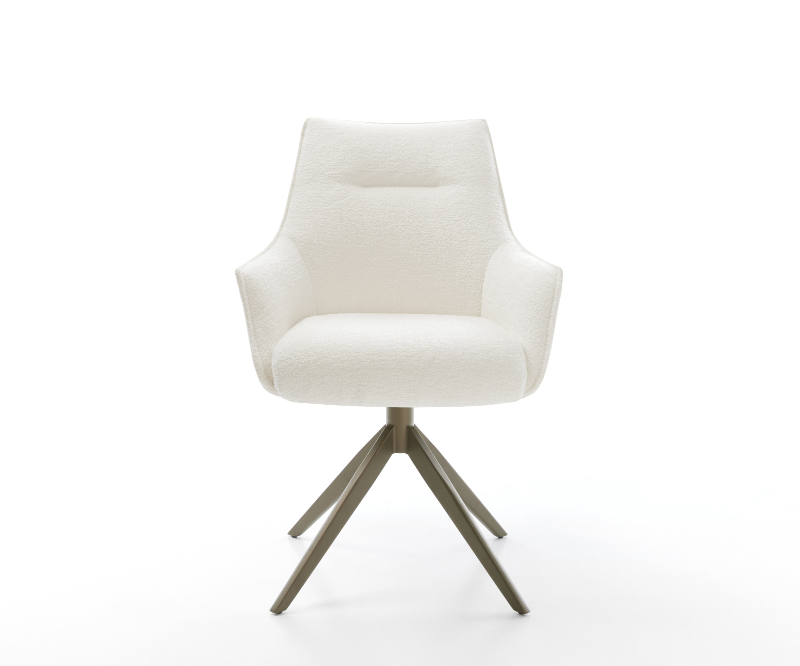 Étkezőszék Alja-Flex karfás bouclé puha bézs kereszt láb széles titán színű 360° forgatható billenő zsákrugós matrac - Image 2