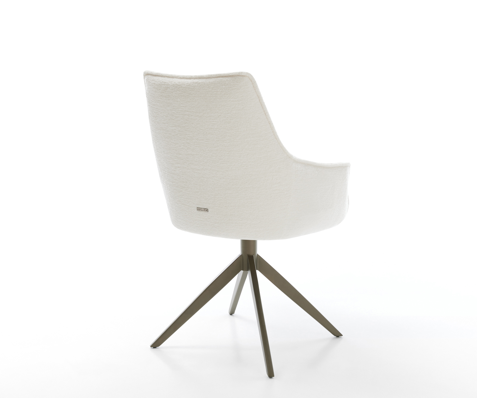 Étkezőszék Alja-Flex karfás bouclé puha bézs kereszt láb széles titán színű 360° forgatható billenő zsákrugós matrac - Image 5