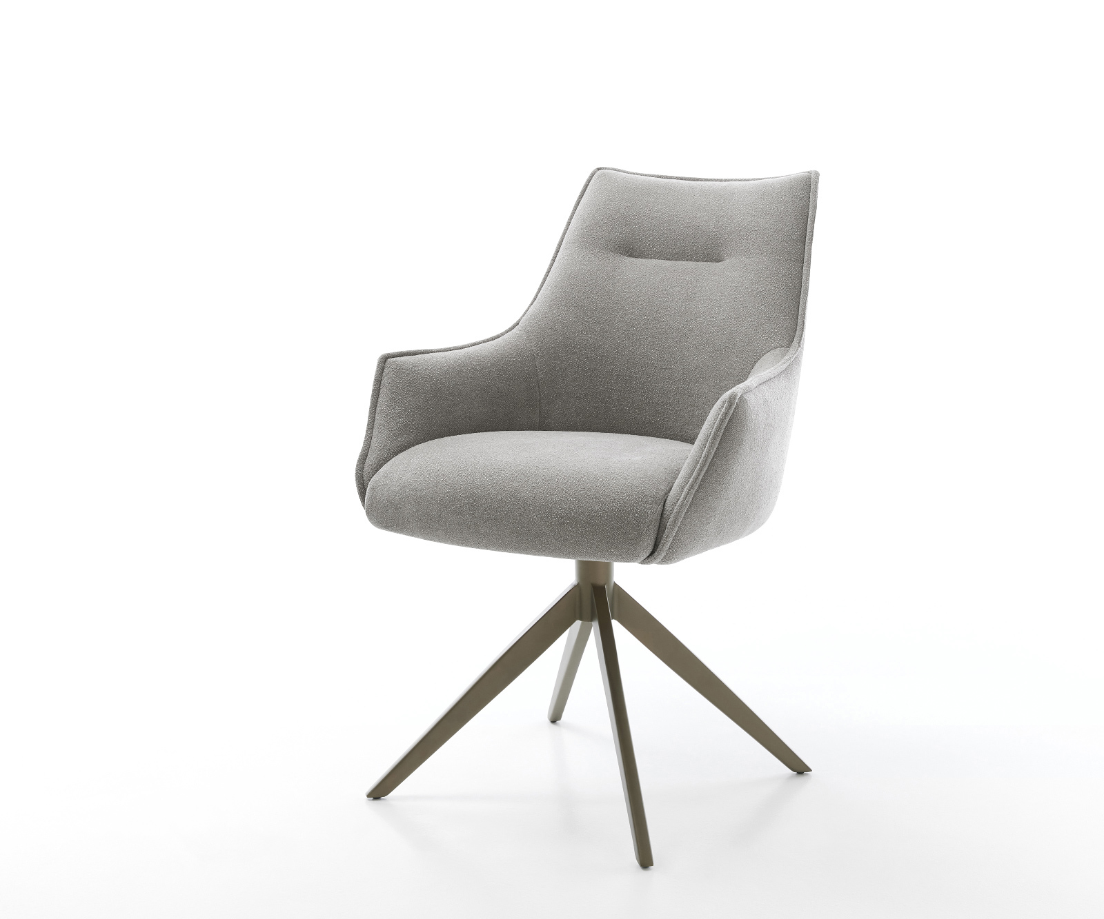 Étkezőszék Alja-Flex karfás strukturált szövet puha szürke kereszt láb széles titán színű 360° forgatható billenő zsákrugós matrac