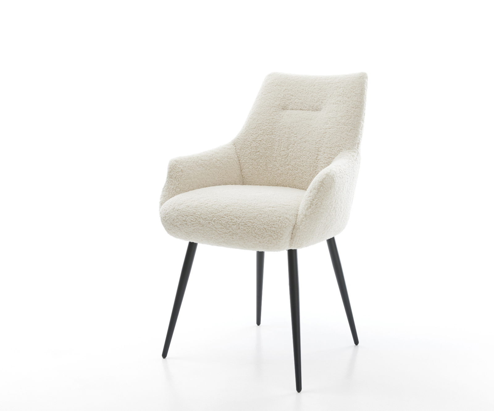 Étkezőszék Alja-Flex karfás teddyszövet bézs 4 lábas kúpos fekete zsákrugós