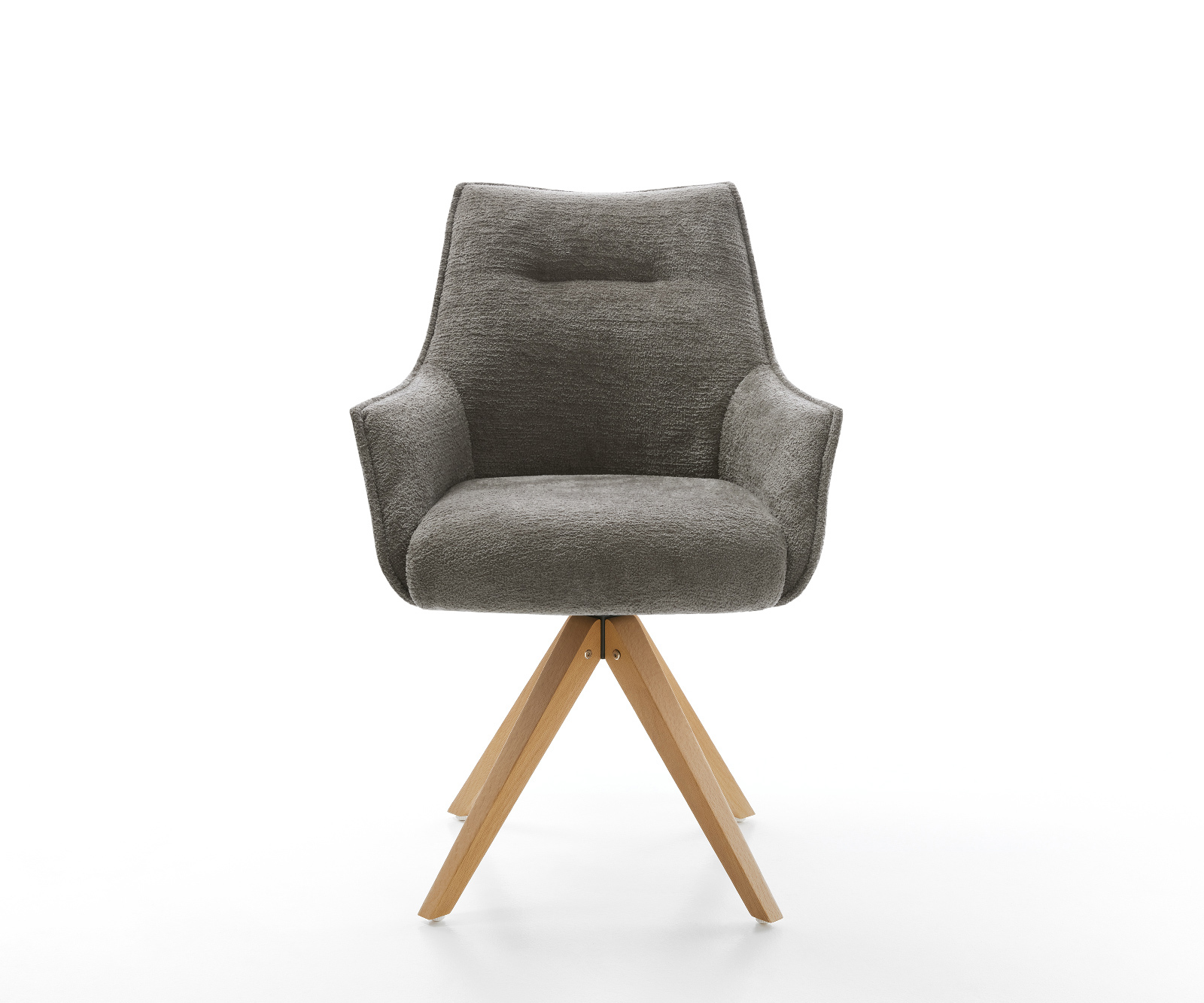 Étkezőszék Alja-Flex karfás bouclé puha sötét bézs fa láb szögletes természetes 180° forgatható zsákrugós - Image 2