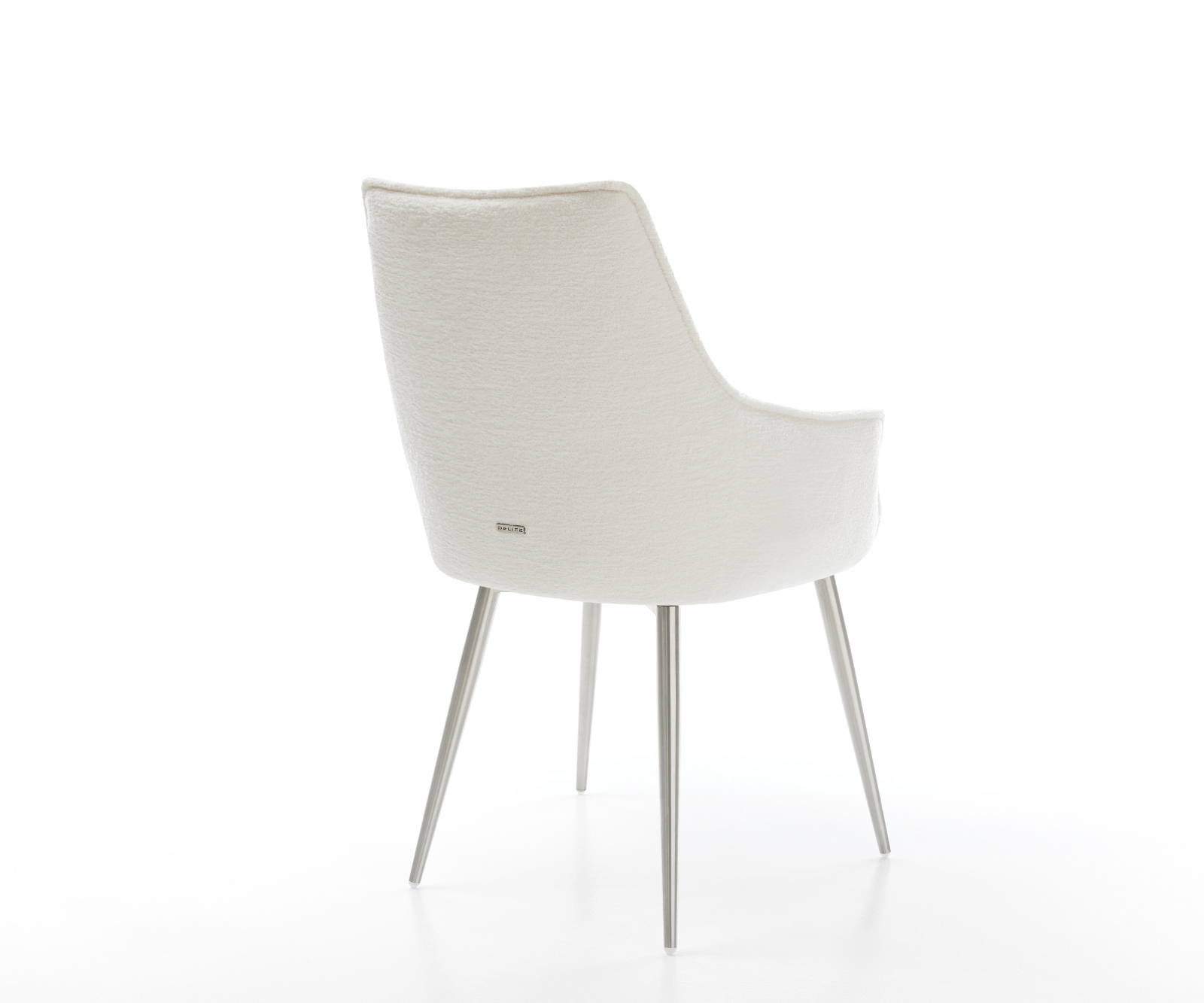 Étkezőszék Alja-Flex karfás bouclé puha bézs 4 lábas kúpos rozsdamentes acél zsákrugós - Image 5