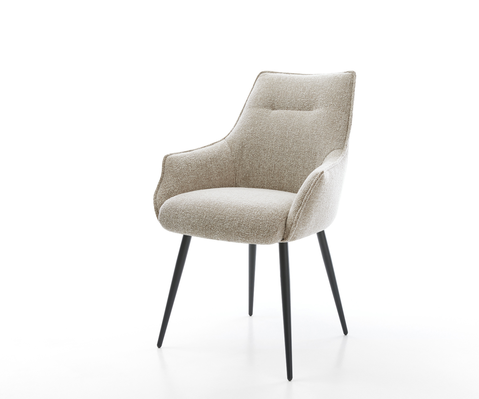 Étkezőszék Alja-Flex karfás szövettel puha bézs 4 lábas kúpos fekete zsákrugós