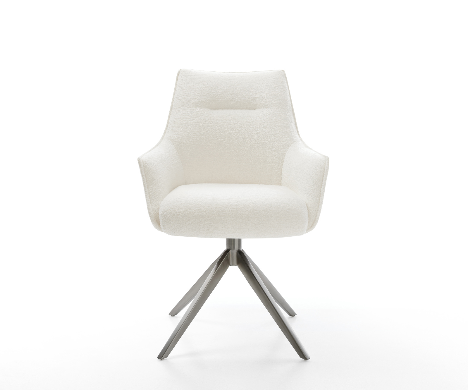 Étkezőszék Alja-Flex karfás bouclé puha bézs kereszt láb széles grafit 360° forgatható billenő zsákrugós - Image 2