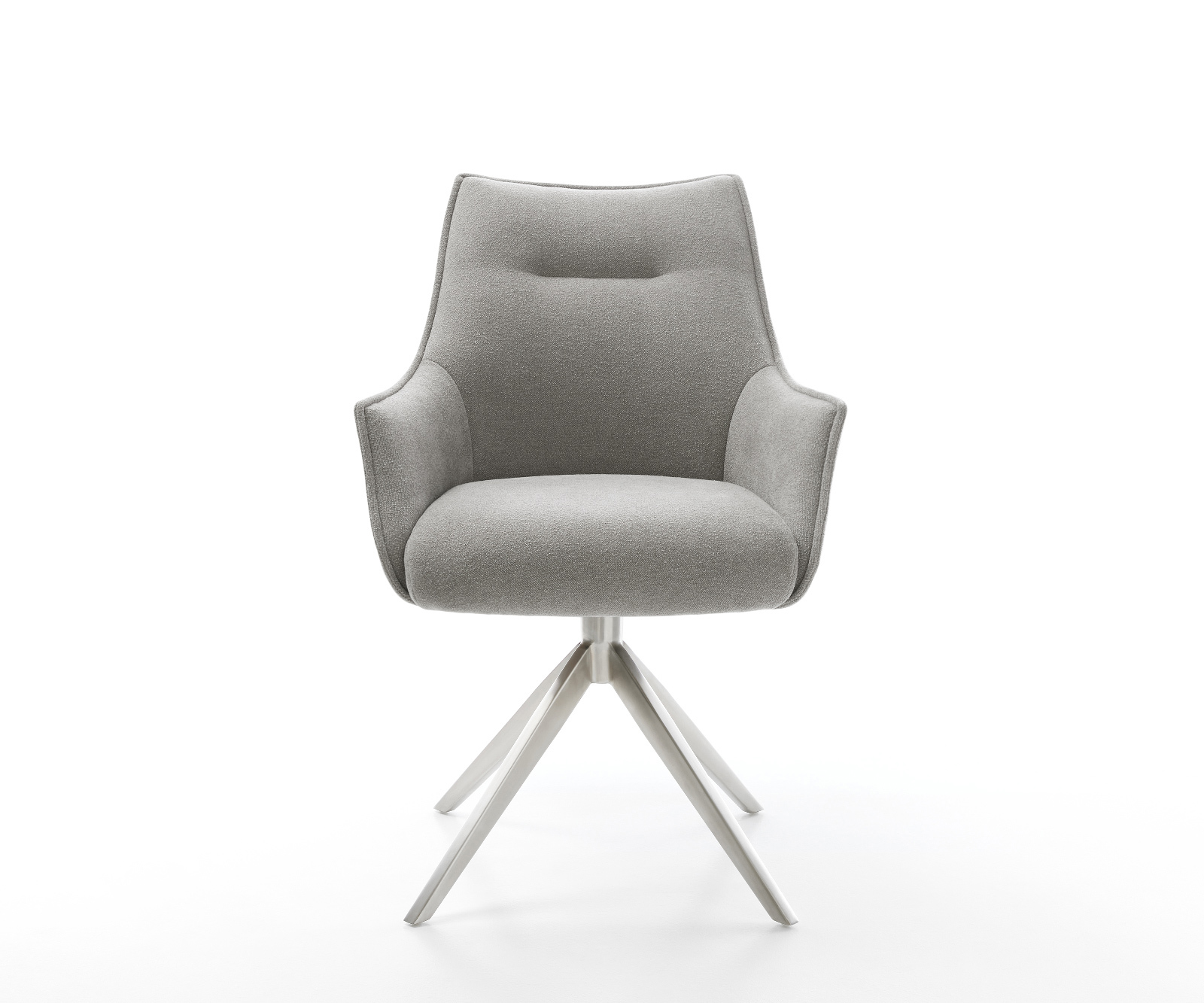 Étkezőszék Alja-Flex karfás strukturált szövet puha szürke kereszt láb széles rozsdamentes acél 360° forgatható billenő zsákrugós matrac - Image 2