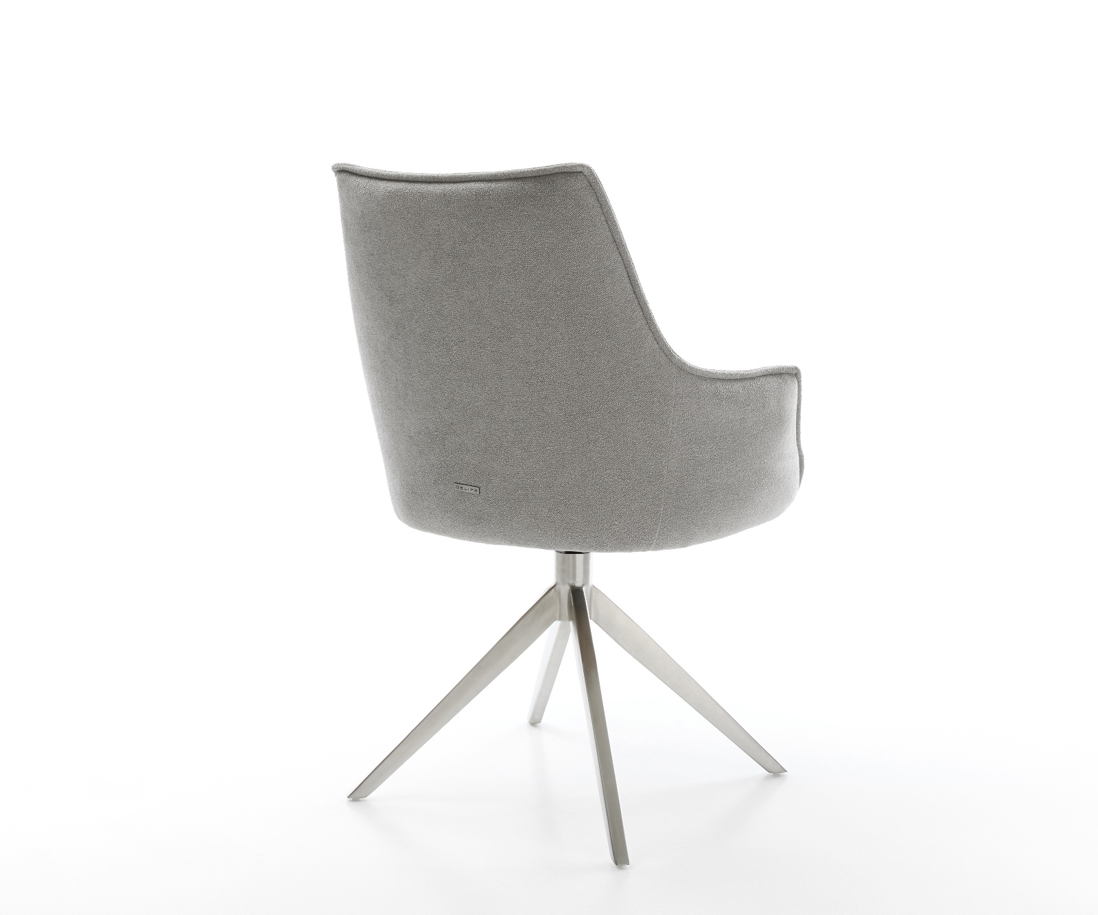 Étkezőszék Alja-Flex karfás strukturált szövet puha szürke kereszt láb széles rozsdamentes acél 360° forgatható billenő zsákrugós matrac - Image 5