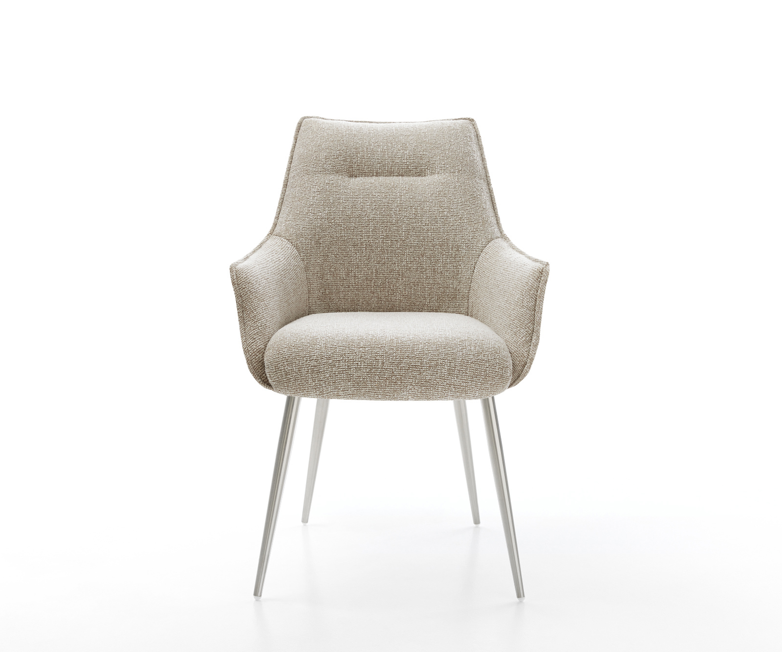 Étkezőszék Alja-Flex karfás szövött szövet puha bézs 4 láb kúpos rozsdamentes acél zsákrugós - Image 2