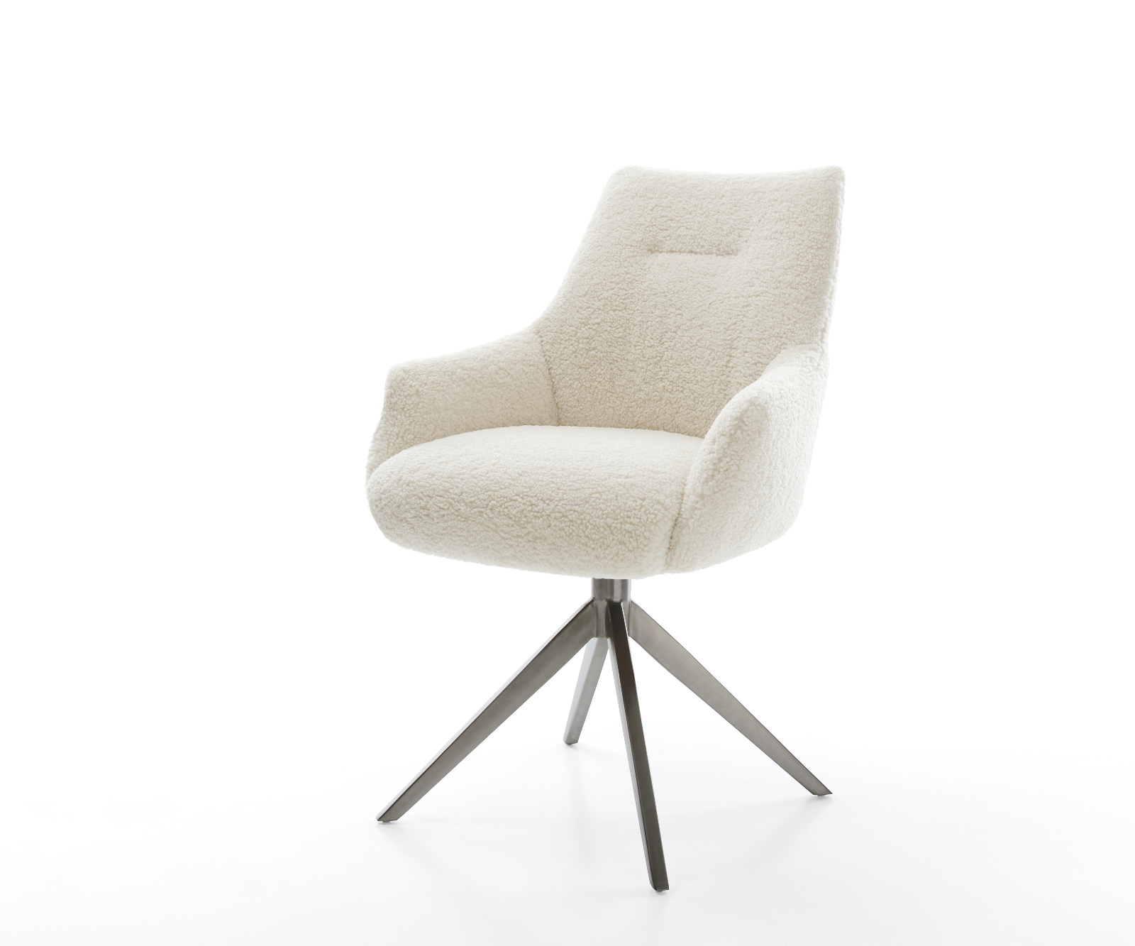 Étkezőszék Alja-Flex karfás teddy szövet bézs kereszt láb széles grafit 360° forgatható billenő zsákrugó