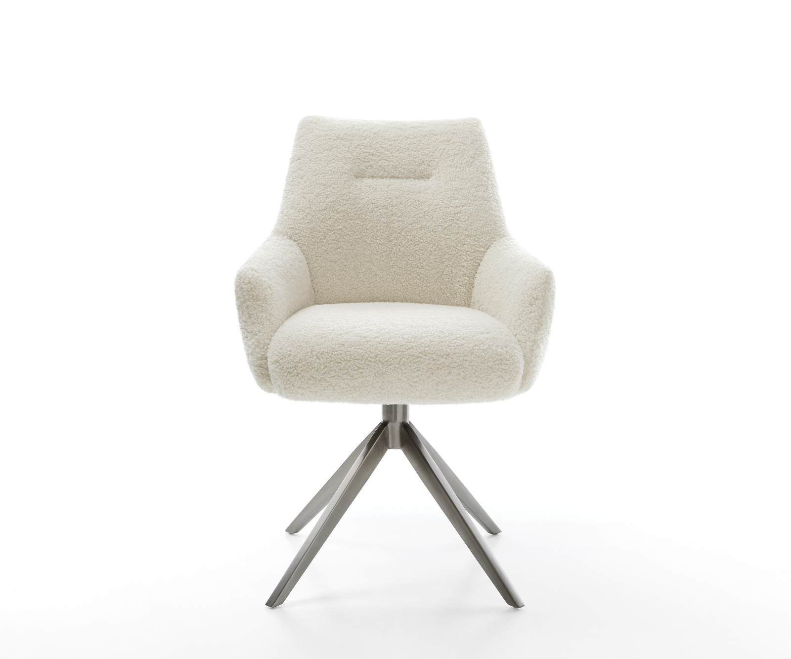 Étkezőszék Alja-Flex karfás teddy szövet bézs kereszt láb széles grafit 360° forgatható billenő zsákrugó - Image 2