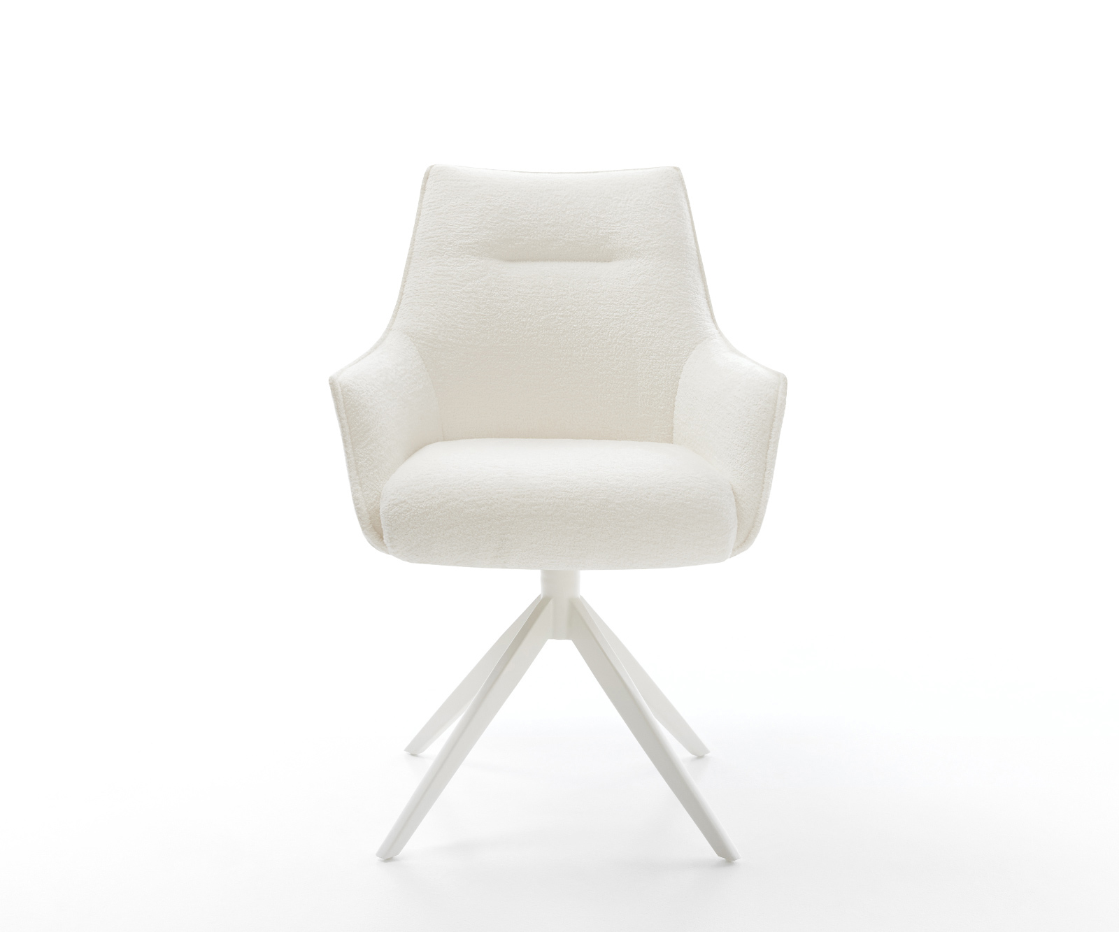Étkezőszék Alja-Flex karfás bouclé puha bézs kereszt láb széles fehér 360° forgatható billenő zsákrugós - Image 2