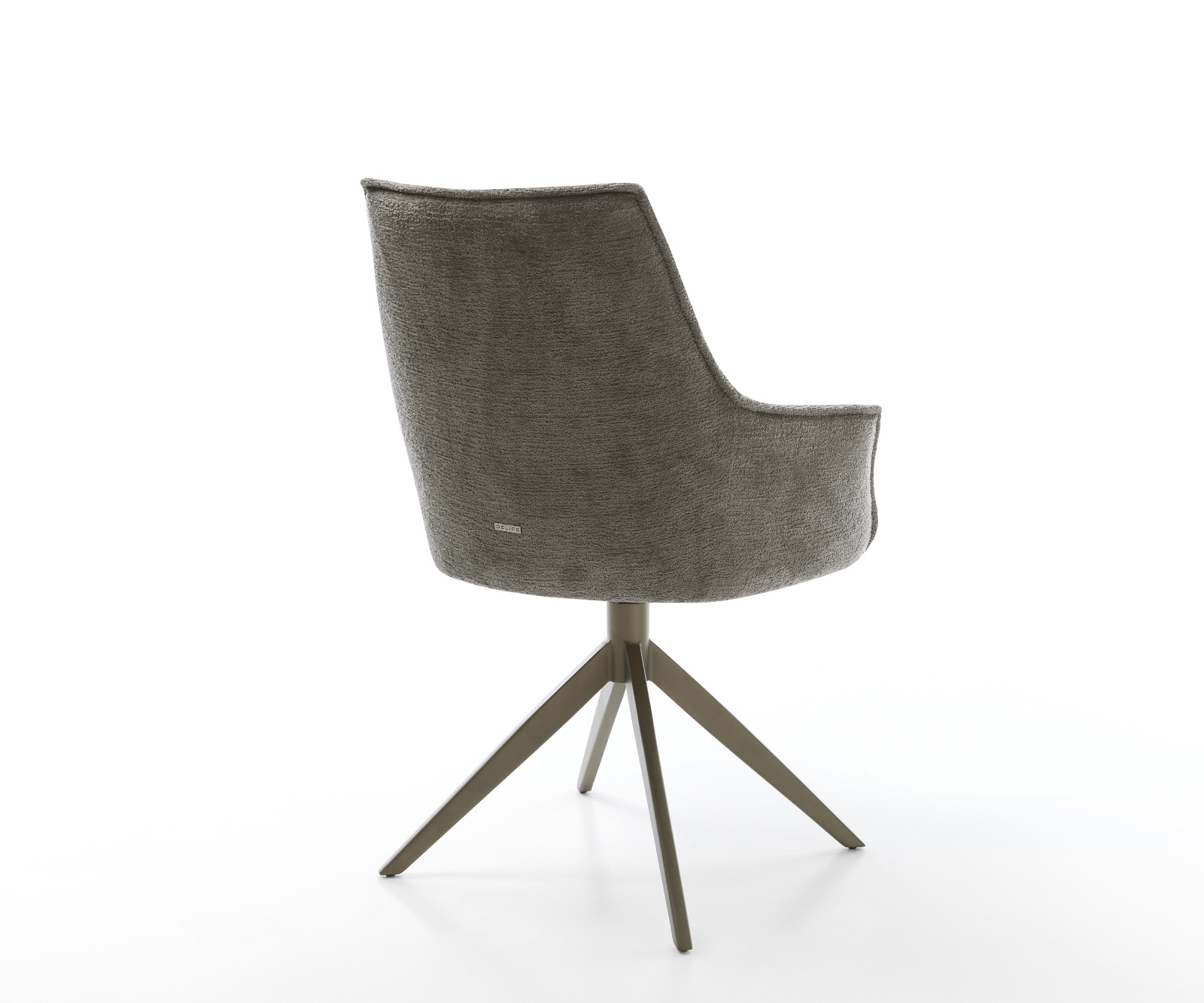 Étkezőszék Alja-Flex karfás bouclé puha sötét bézs kereszt láb széles titán színű 360° forgatható billenő zsákrugós matrac - Image 5