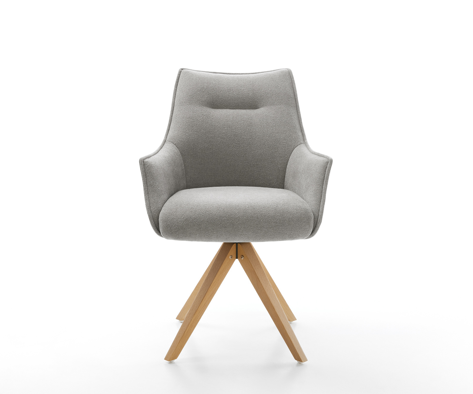 Étkezőszék Alja-Flex karfás strukturált szövet puha szürke fa láb szögletes természetes 180° forgatható zsákrugó - Image 2