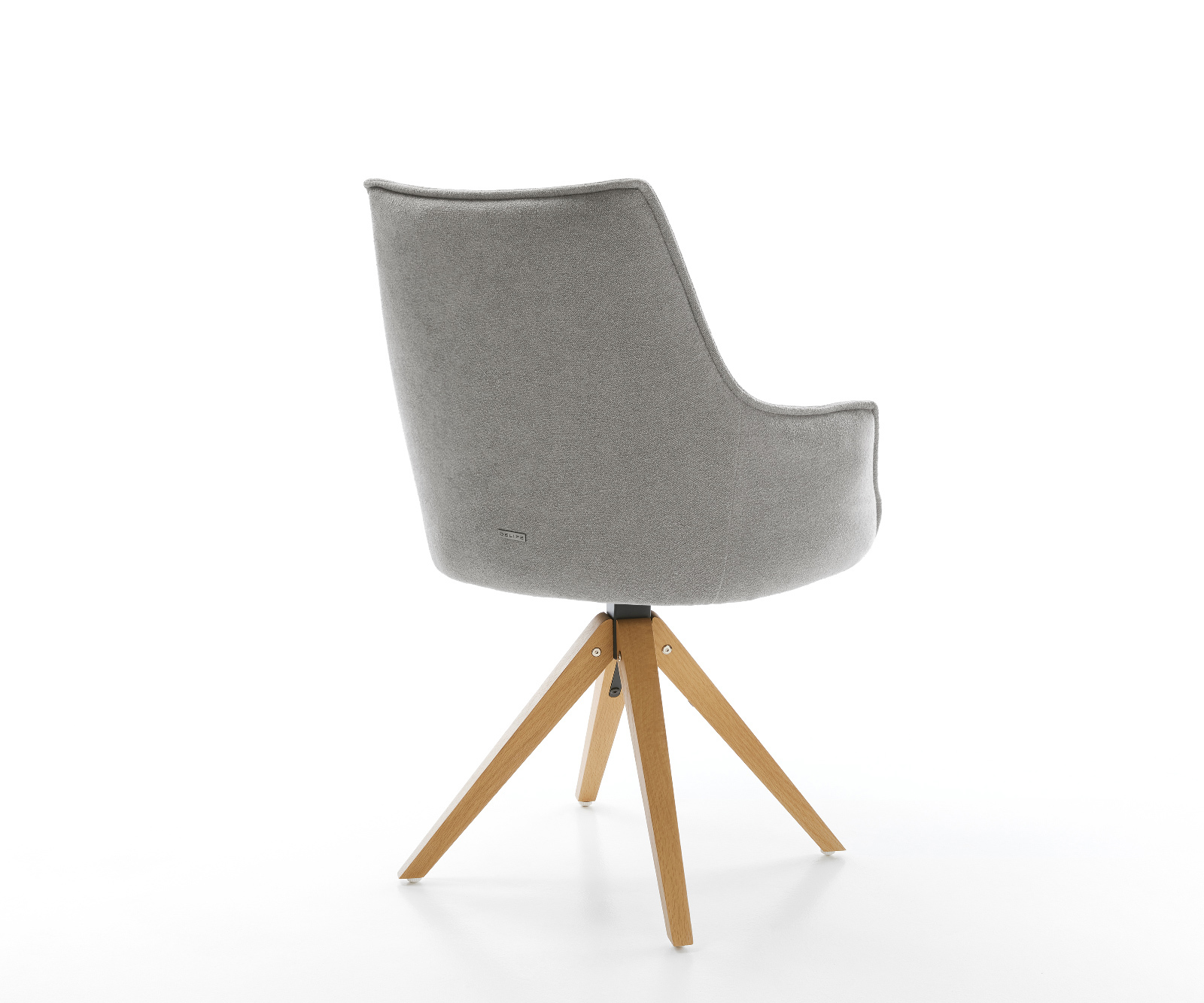 Étkezőszék Alja-Flex karfás strukturált szövet puha szürke fa láb szögletes természetes 180° forgatható zsákrugó - Image 5