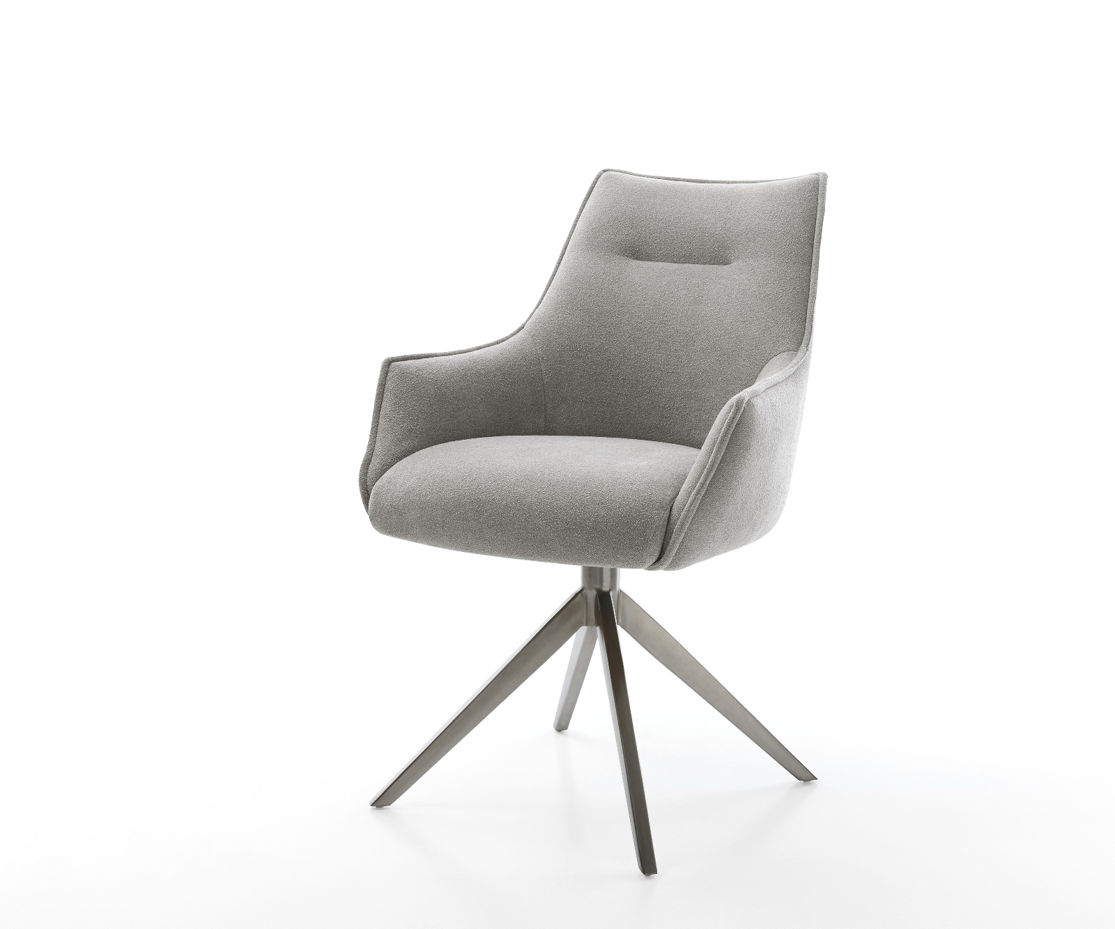 Étkezőszék Alja-Flex karfás strukturált szövet puha szürke kereszt láb széles grafit 360° forgatható billenő zsákrugós