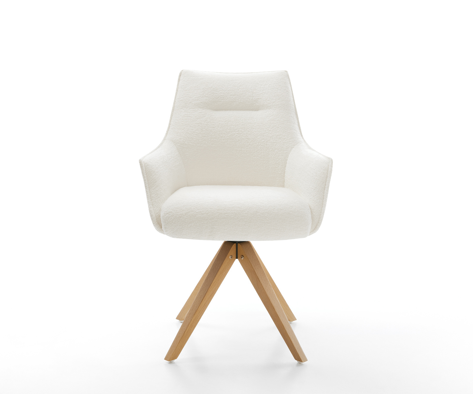 Étkezőszék Alja-Flex karfás bouclé puha bézs fa láb szögletes természetes 180° forgatható zsákrugós - Image 2